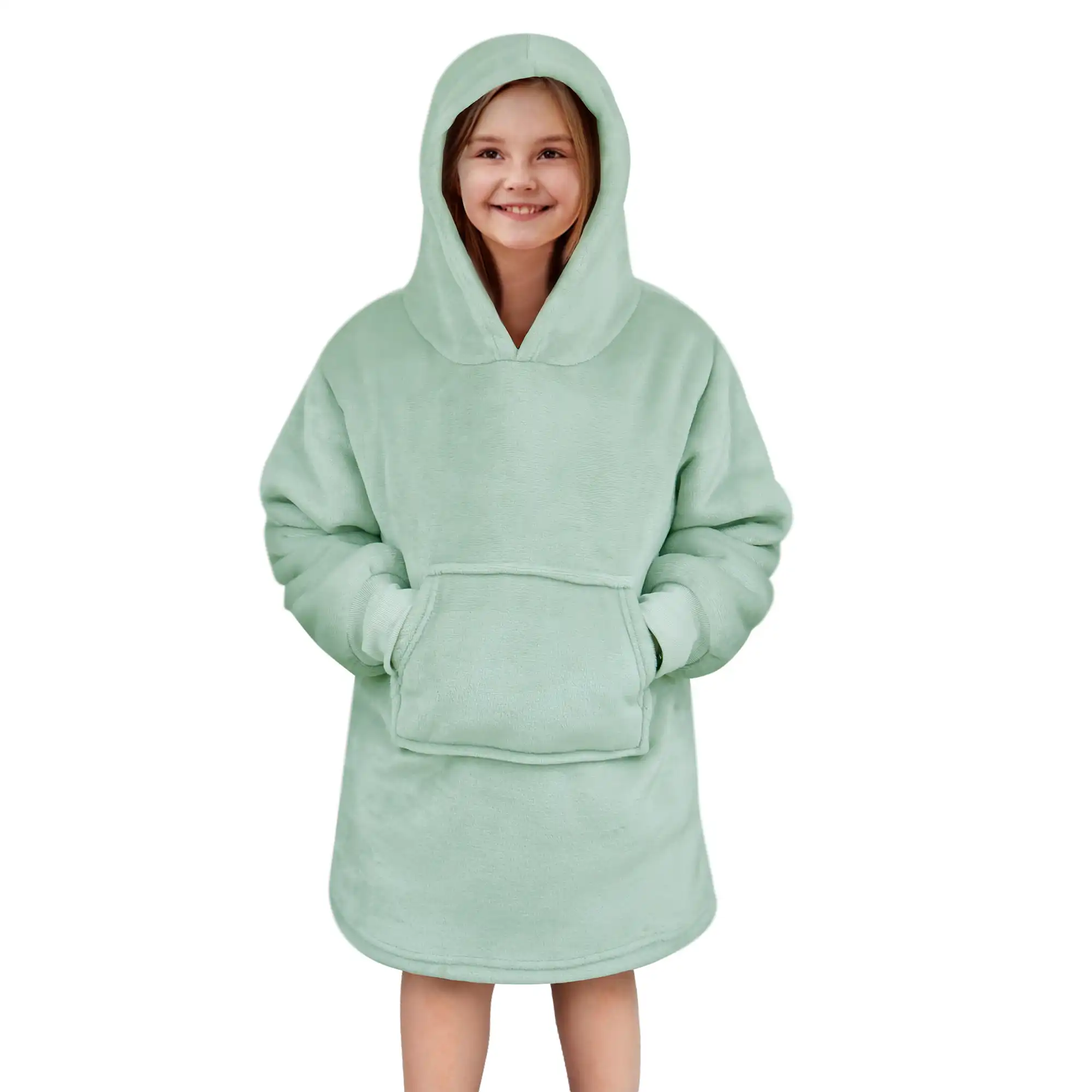 JUNIOR Oversized Hoodie voor kinderen - 50x70 cm - Hoodie & deken in één - met capuchon - Jadeite - groen