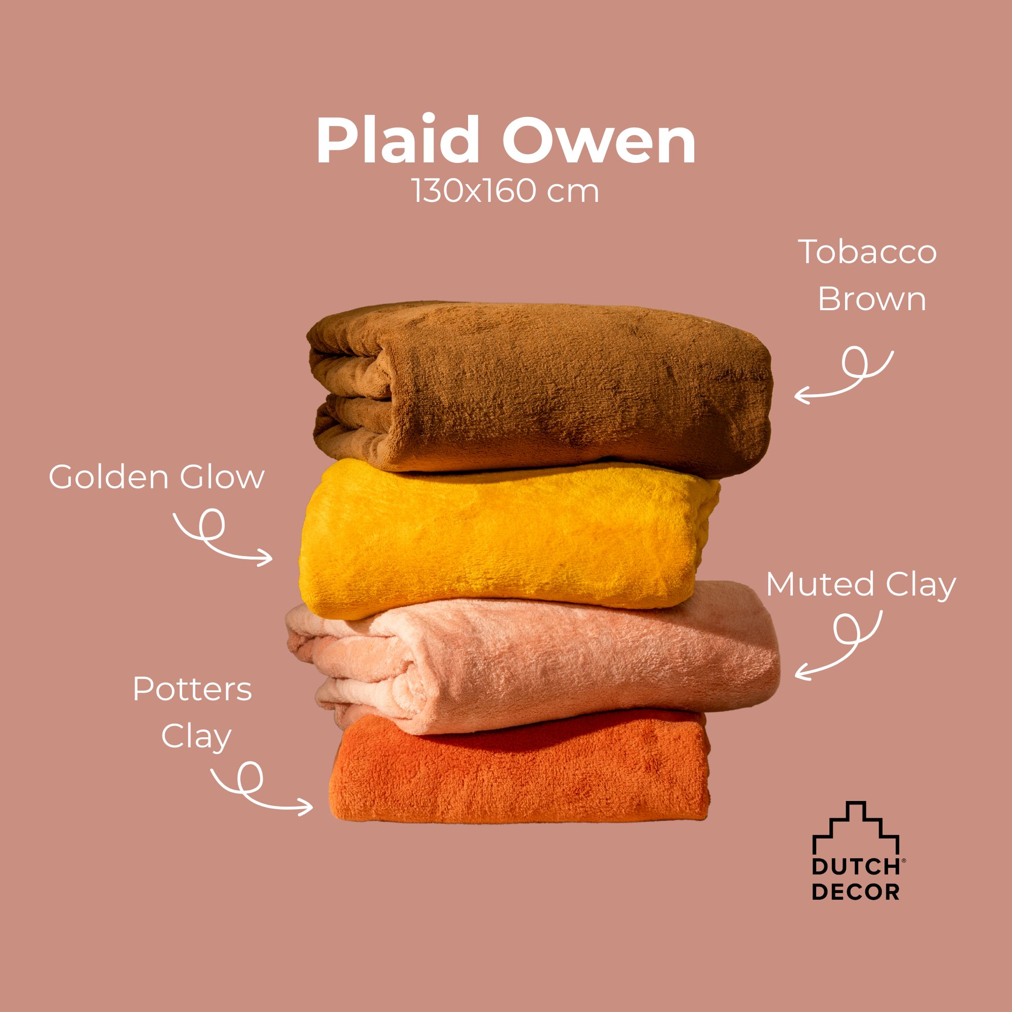 OWEN - plaid 130x160 cm - coral fleece deken - heerlijk zacht - Golden Glow - geel