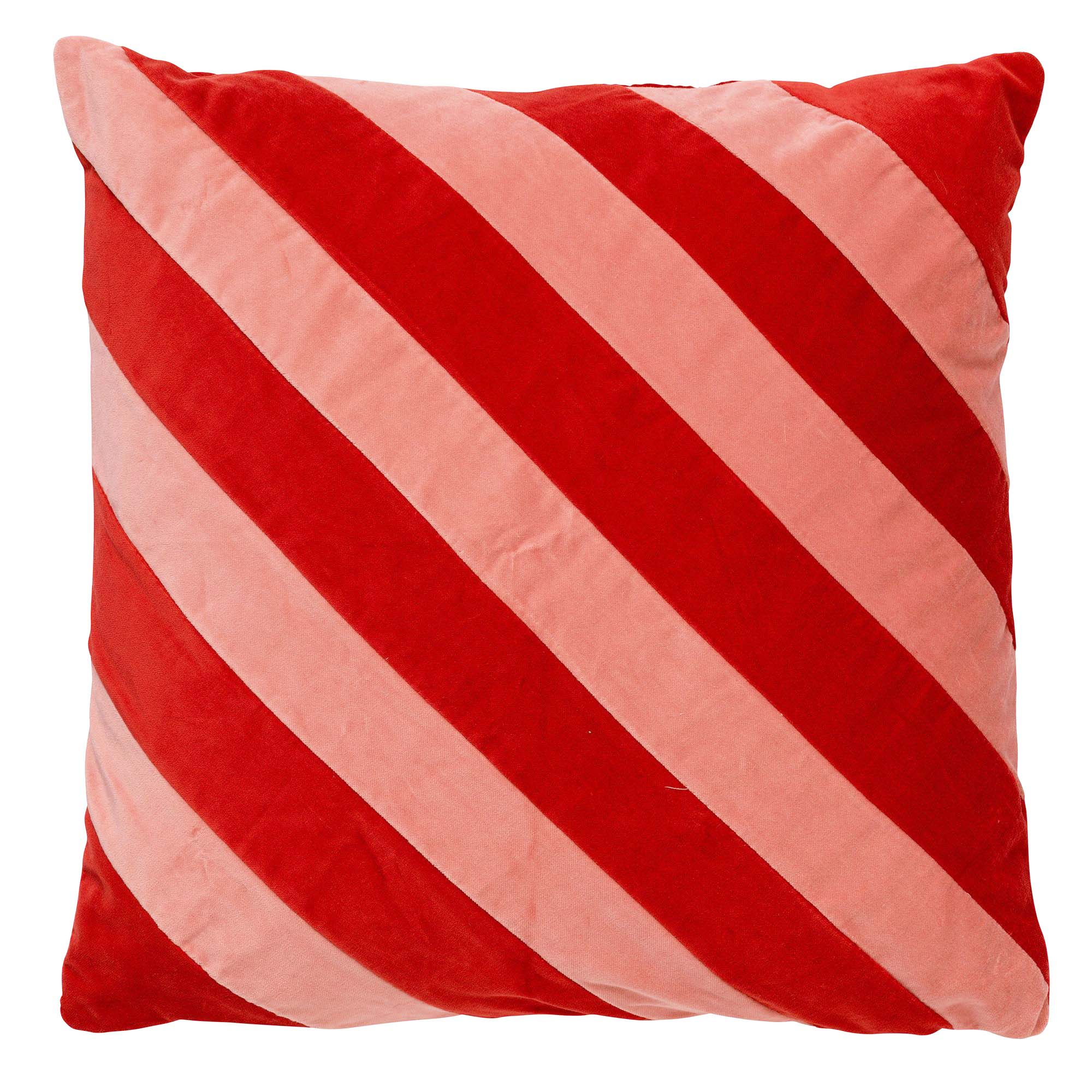 PEBBE - Coussin décoratif en velours 45x45 cm - aurora red - rouge - rose - rayures - color blocking