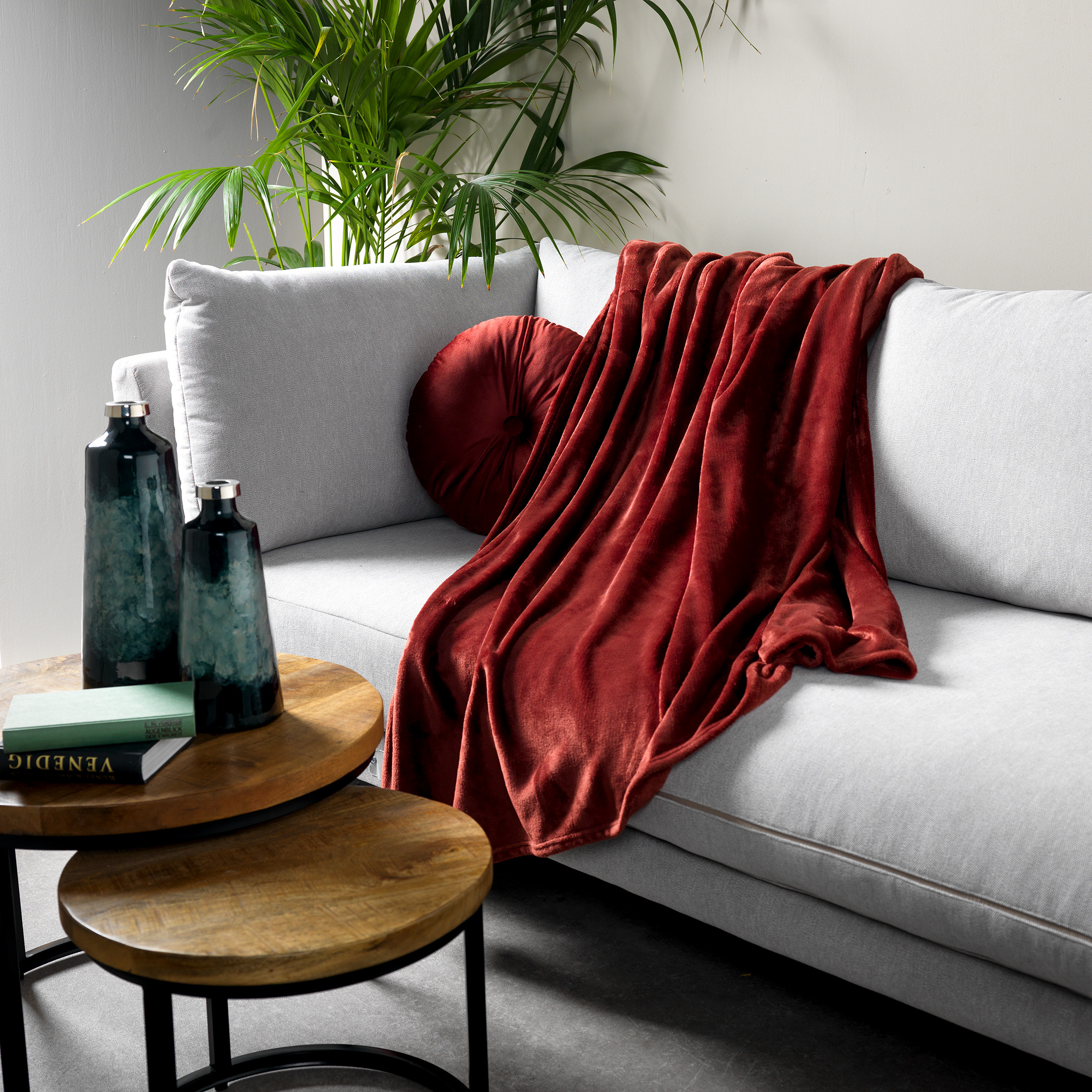 HARVEY - Plaid 150x200 cm - superzachte deken van fleece - Merlot - bordeaux rood