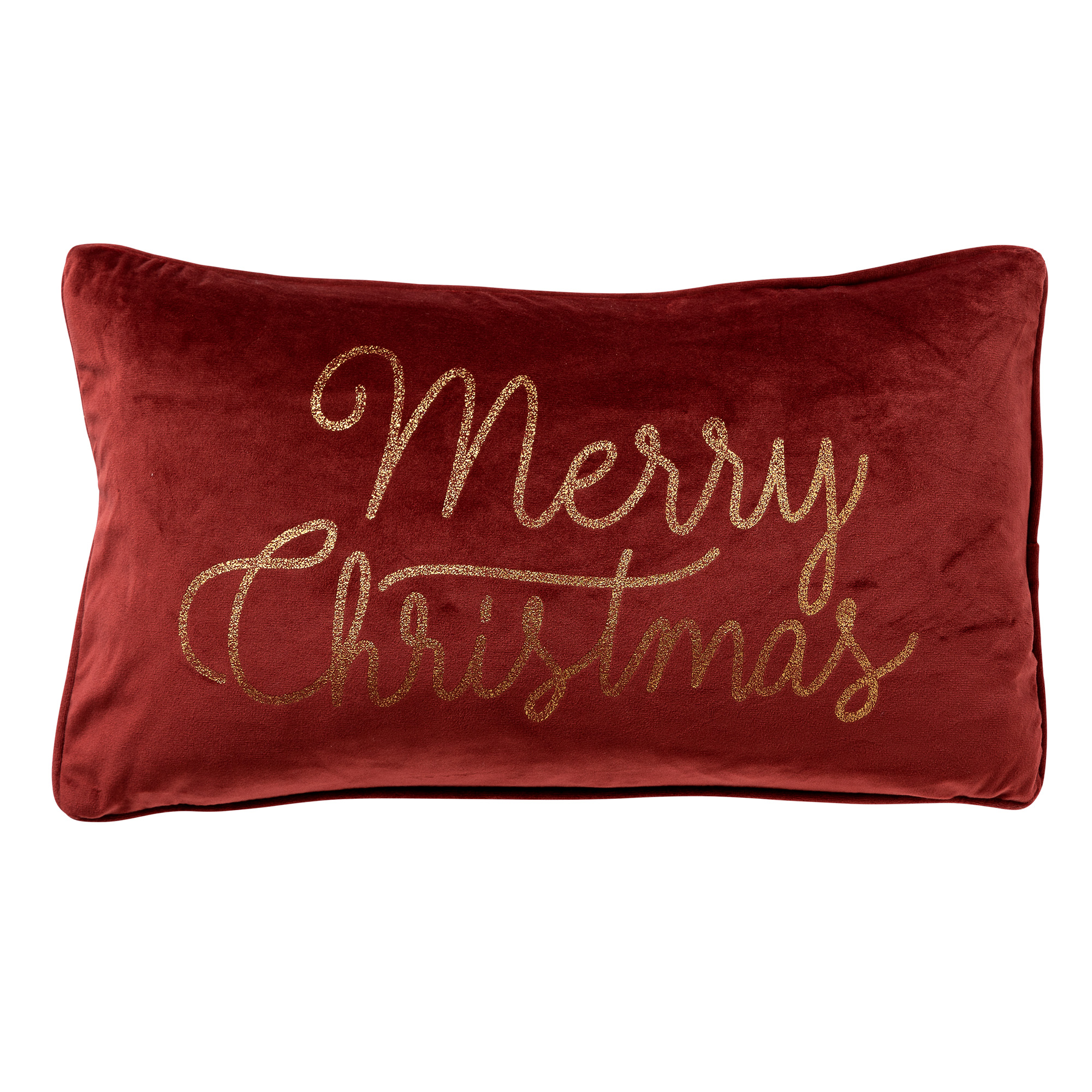 MERRY CHRISTMAS - Coussin en velours 30x50 cm - rouge - Décoration de Noël