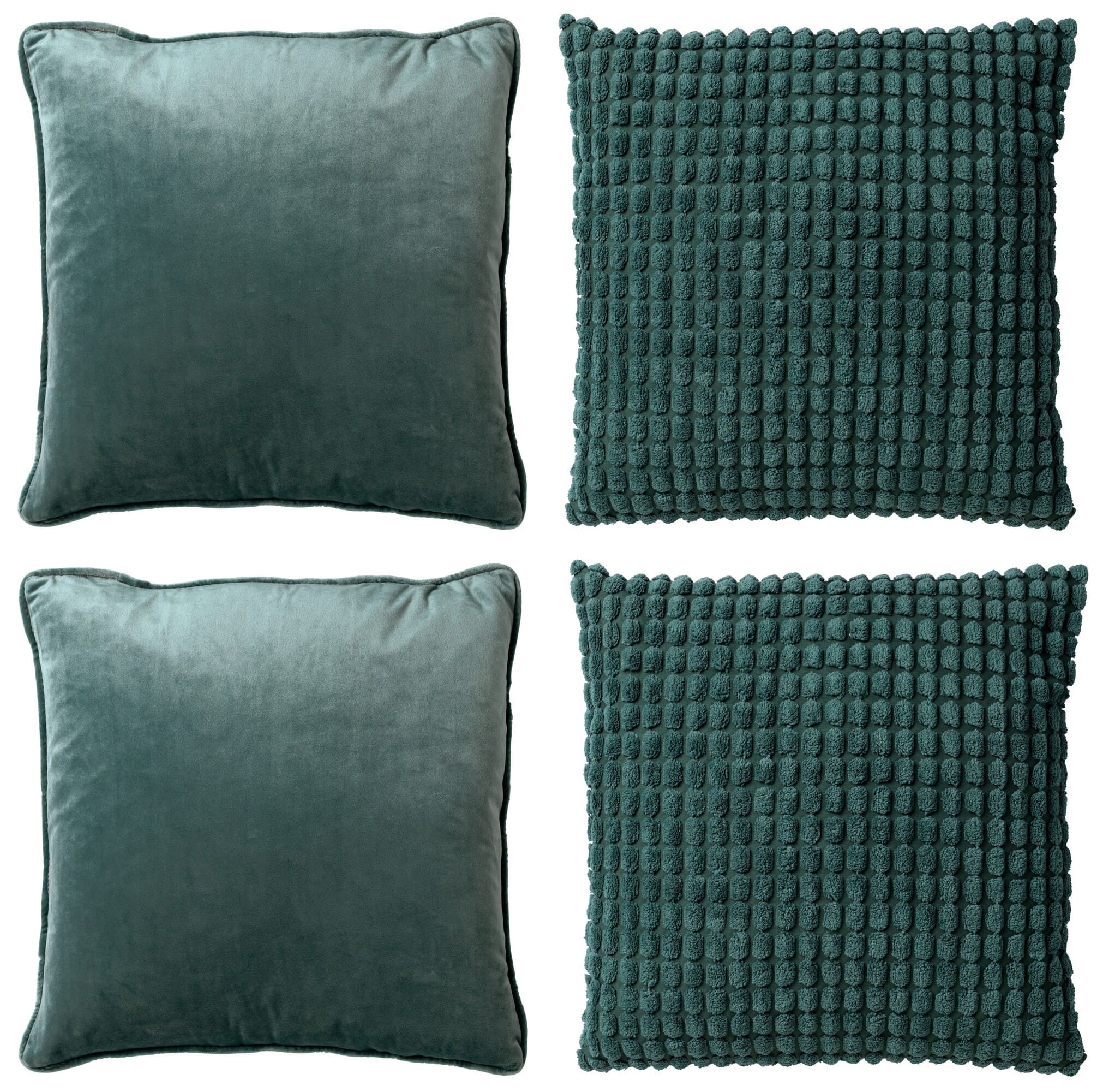 KUSSENSET - 4-delig - Texture Harmony - 45x45 cm - inclusief binnenkussens - groen