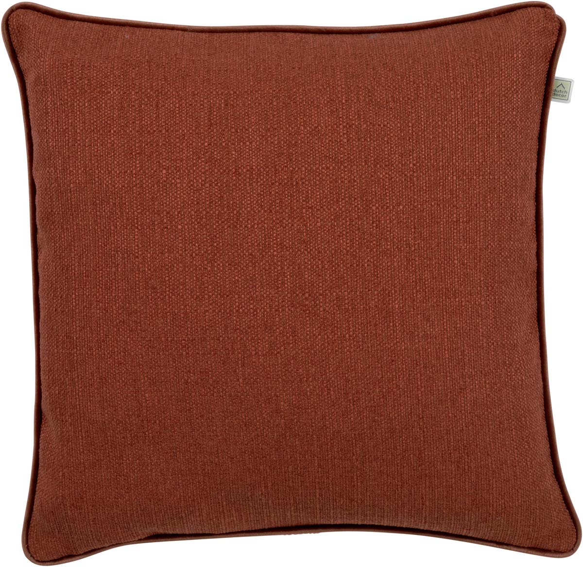 VISKER - Sierkussen 45x45 cm - terra - terracotta - bruin - basic en effen dessin - met luxe bies