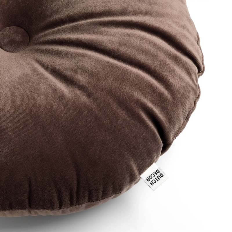 OLLY - Dekokissen rond en velours 40 cm - Chocolate Martini - bruin