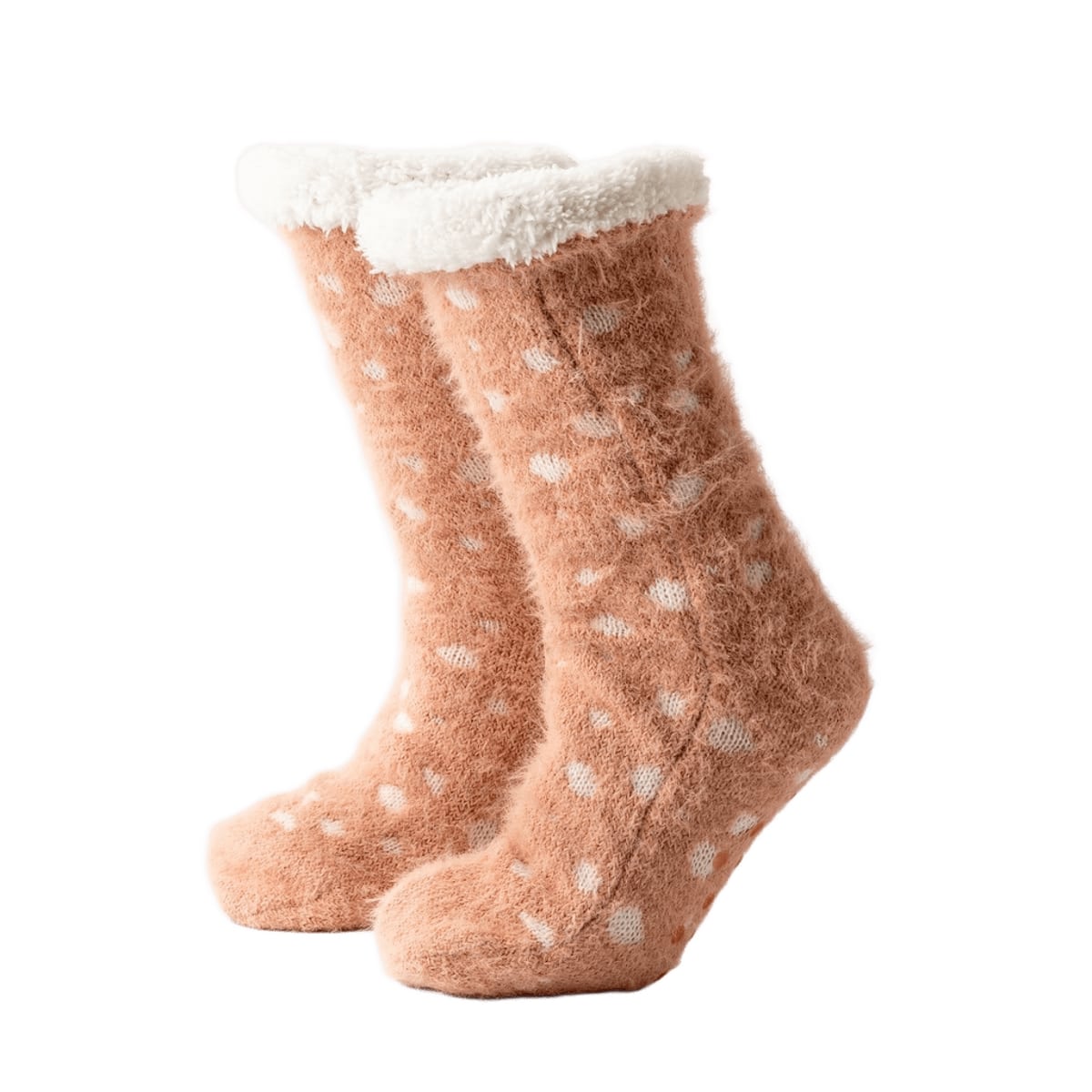 DOT – Huissokken - antislip - met sherpa voering - one size – Muted Clay - multicolour