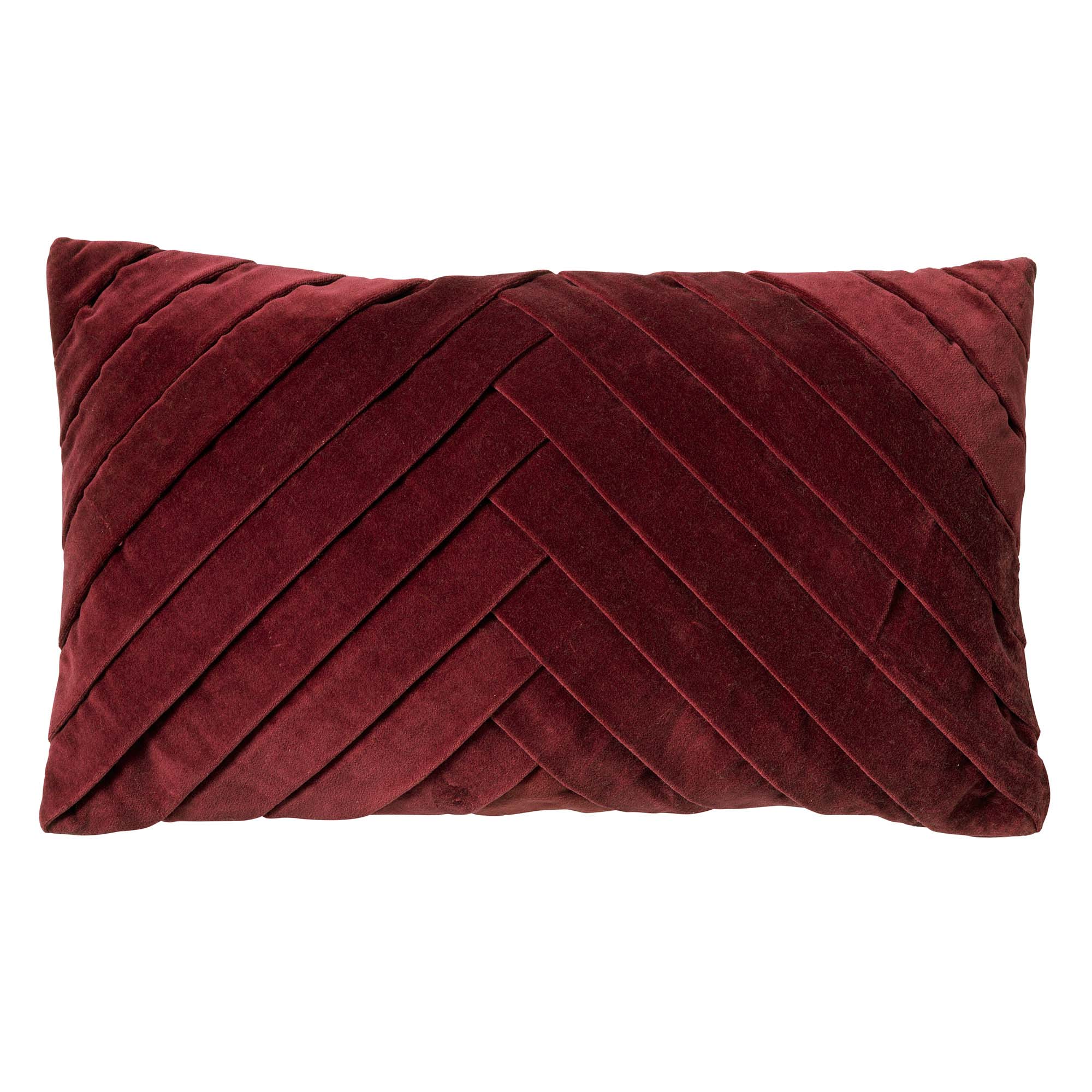 FEMM - Coussin décoratif 30x50 cm - velours - couleur unie - Merlot - rouge