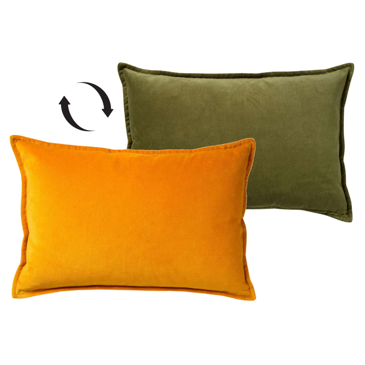 FAY - Kussenhoes 40x60 cm - velvet met 2 kleuren - Golden Glow + Chive - geel en groen