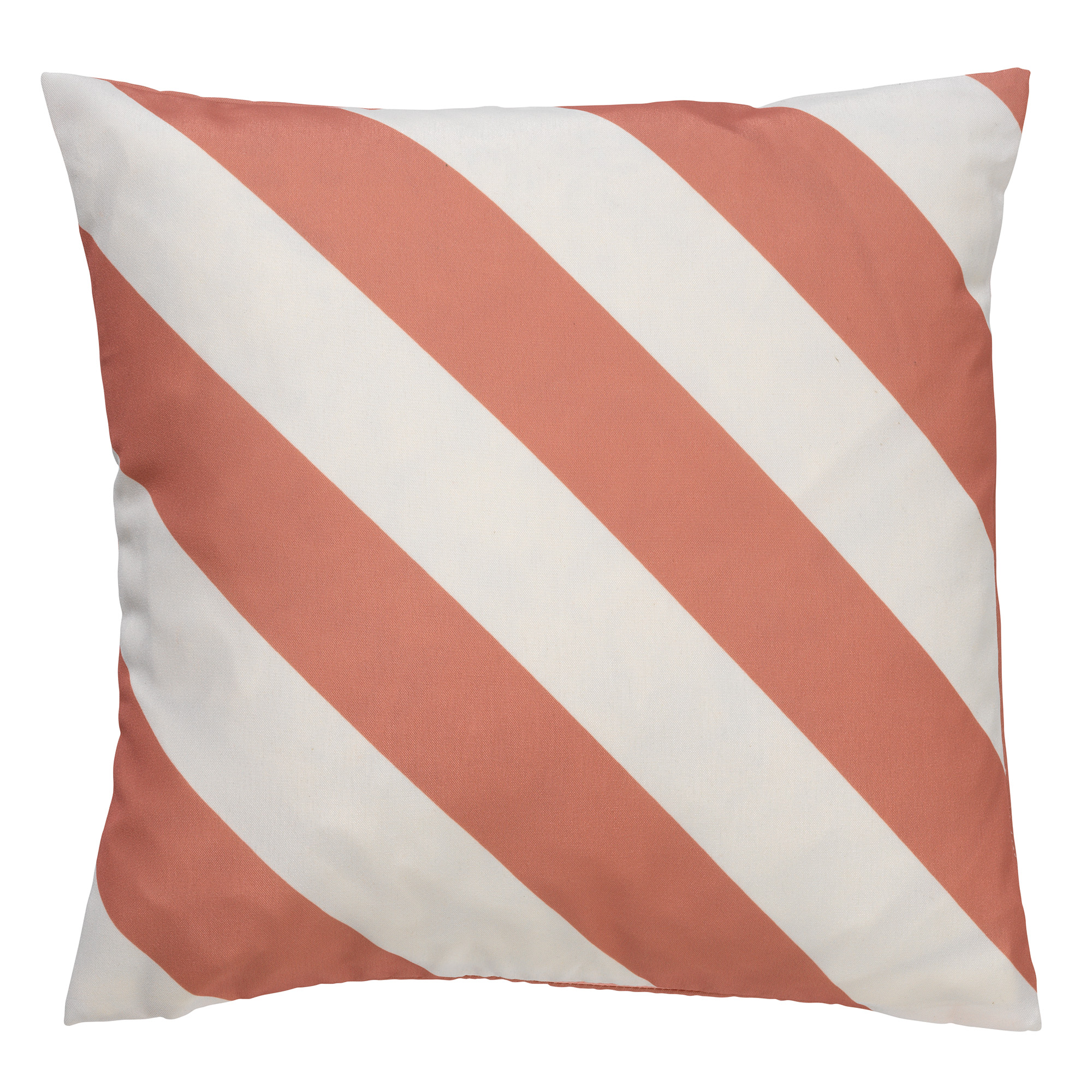 SANZENO - Outdoor Sierkussen 45x45 cm - waterafstotend en uv-bestendig - gestreept - Muted Clay - wit en  roze