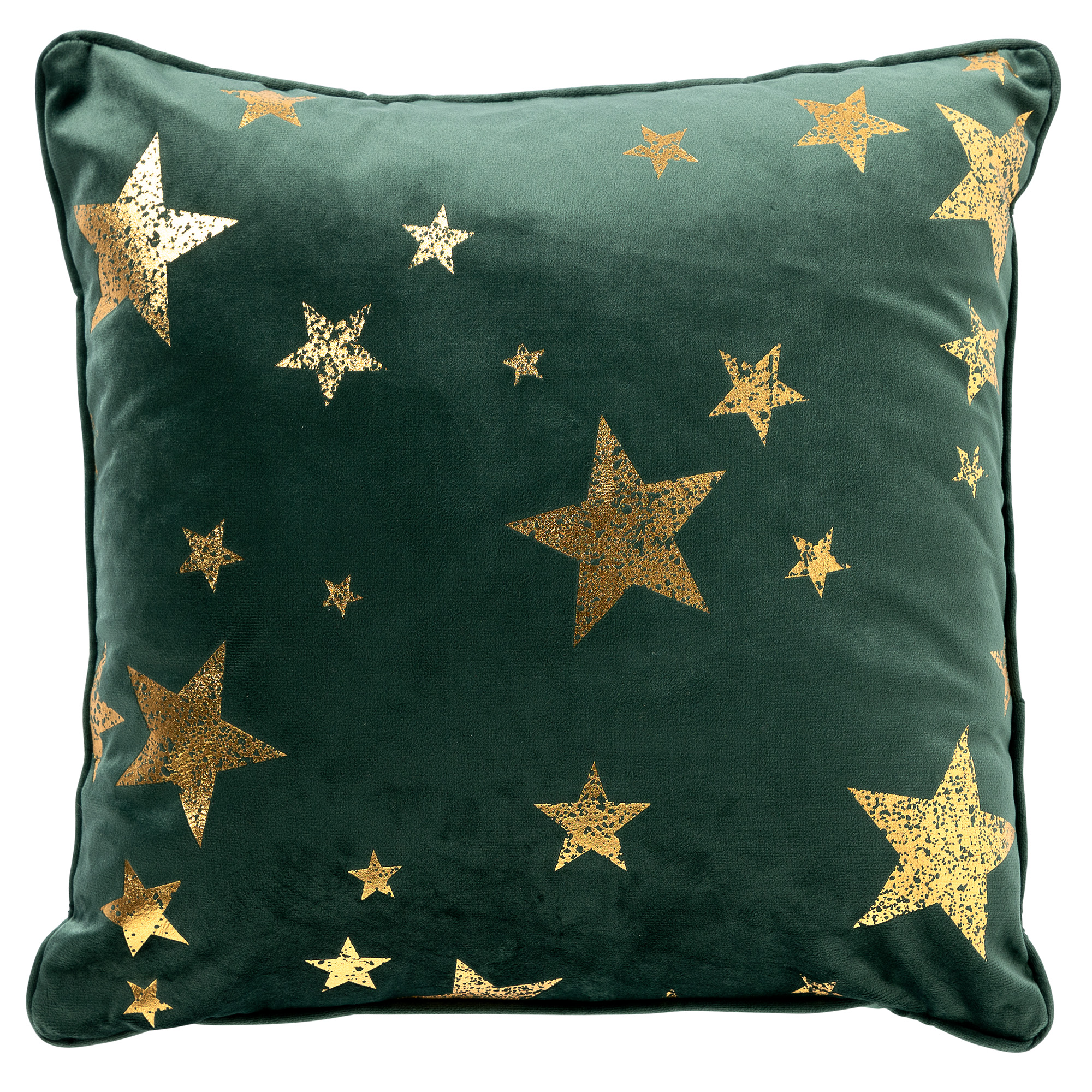 STARS - Sierkussen 45x45 cm - velvet met gouden sterren - Mountain View - donkergroen