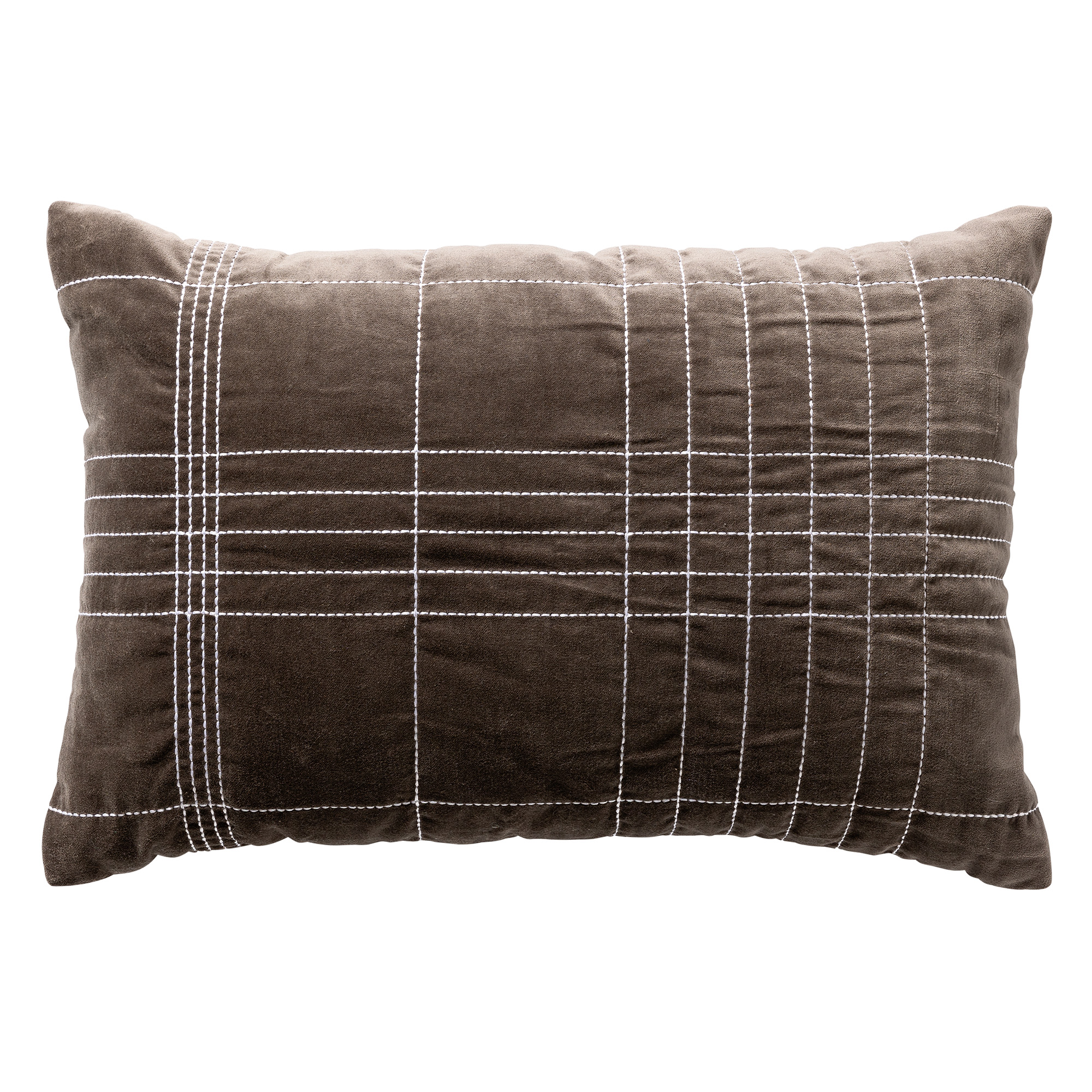 SELAH - Sierkussen 40x60 cm - velvet – subtiel ruitpatroon - Charcoal Gray - antraciet