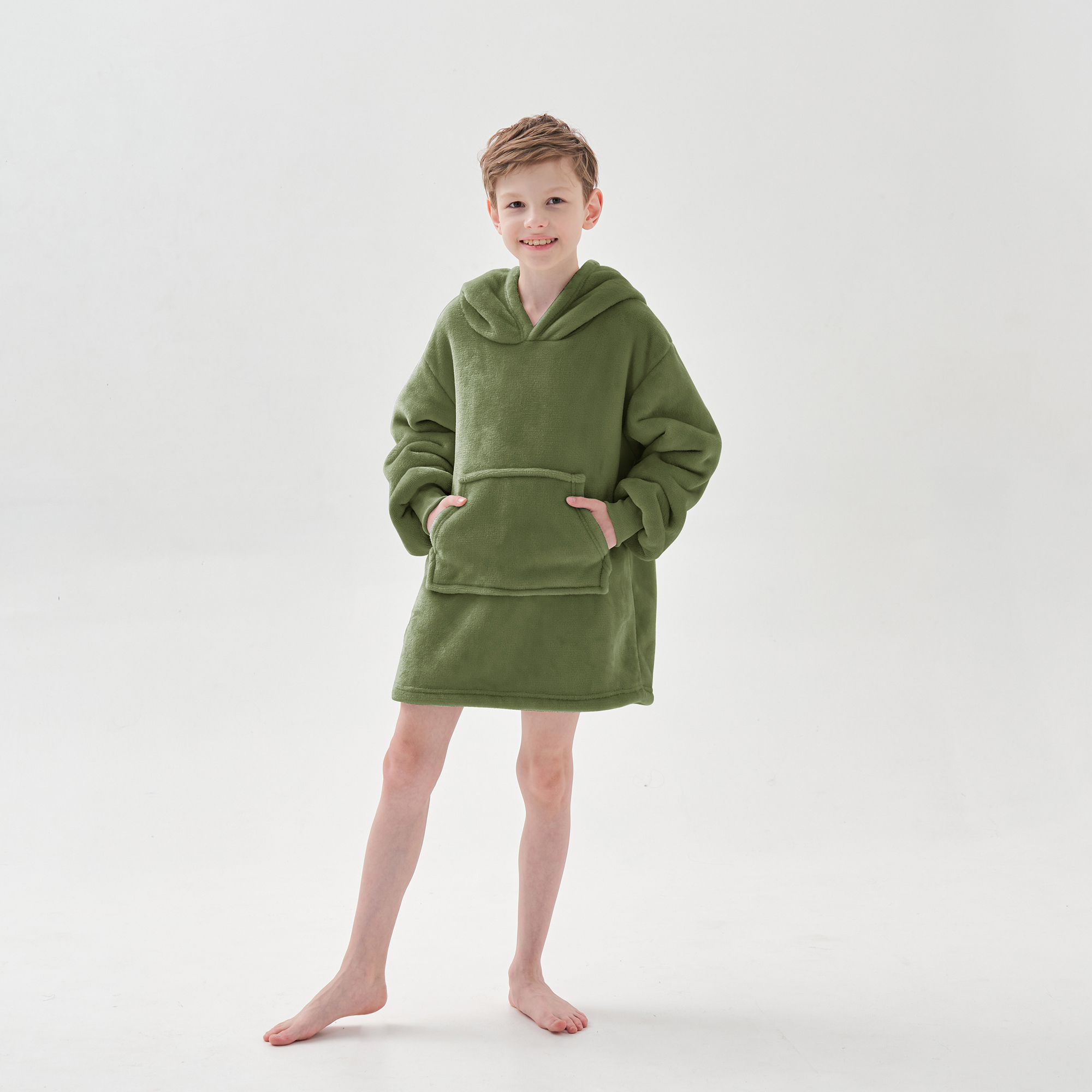 JUNIOR Oversized Hoodie voor kinderen - 50x70 cm - Hoodie & deken in één - met capuchon - Groen