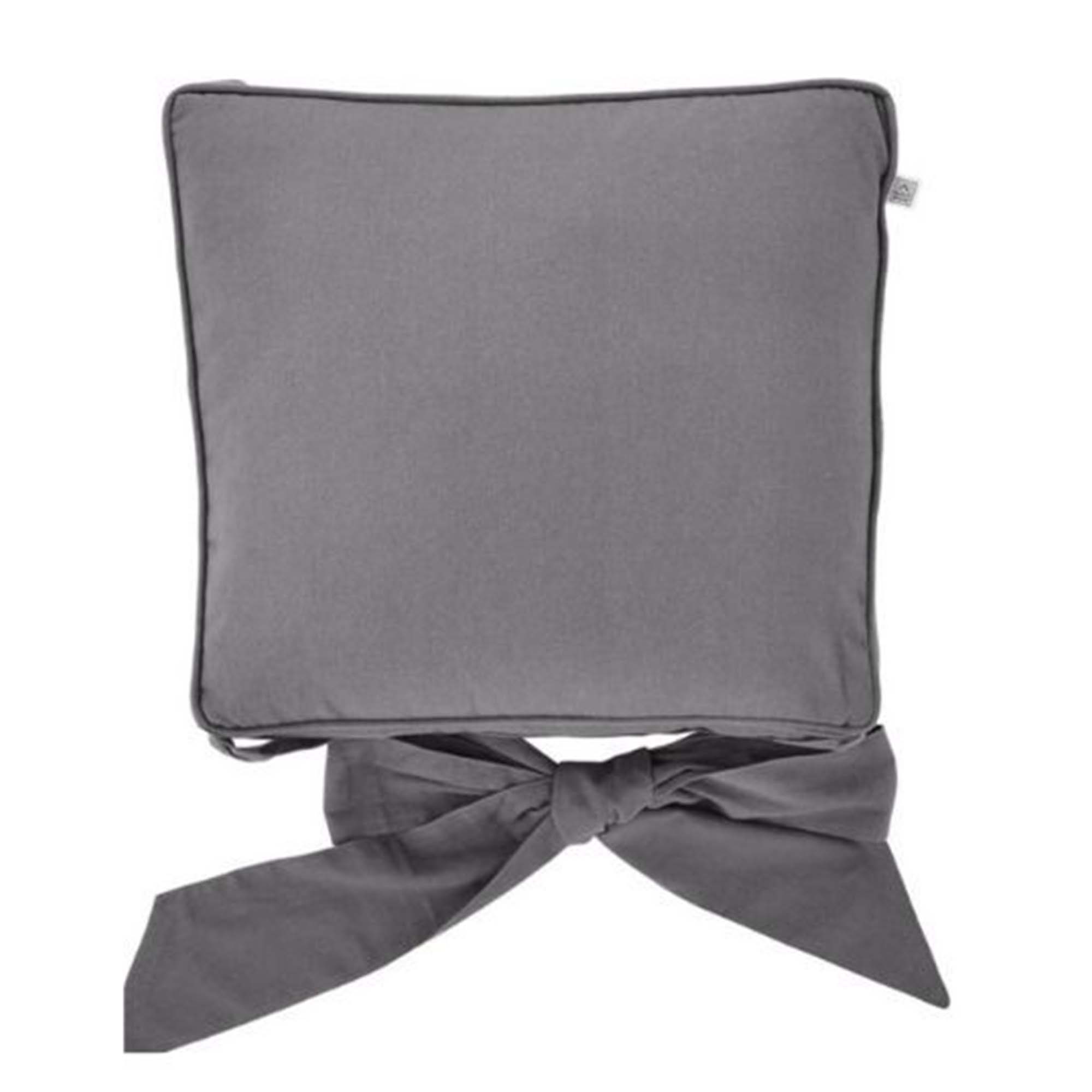 JAVAAN - Hoes voor stoelkussen met linten Charcoal gray 45x45 cm - grijs