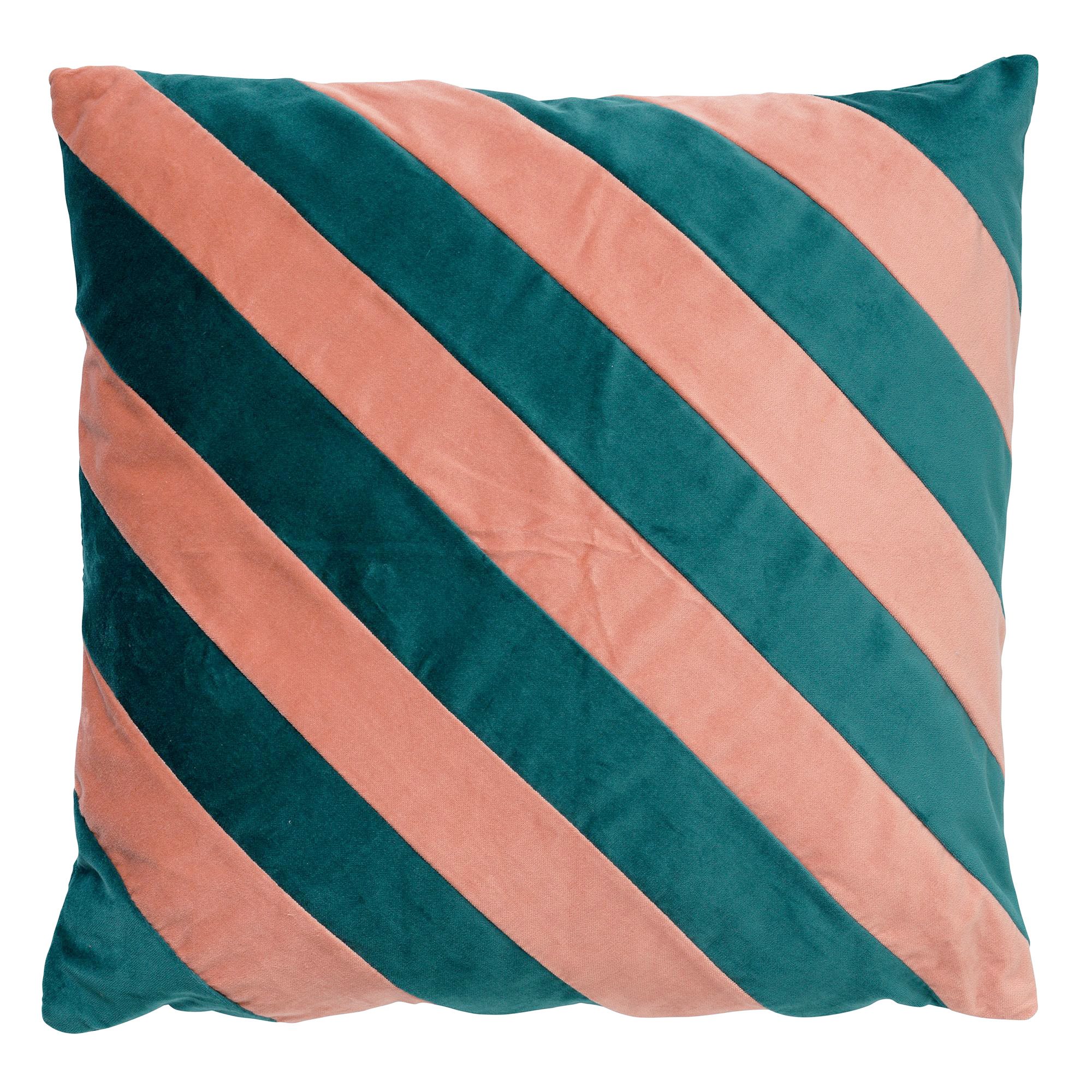 PEBBE - Coussin décoratif en velours 45x45 cm - sagebrush green - vert - rose - rayures