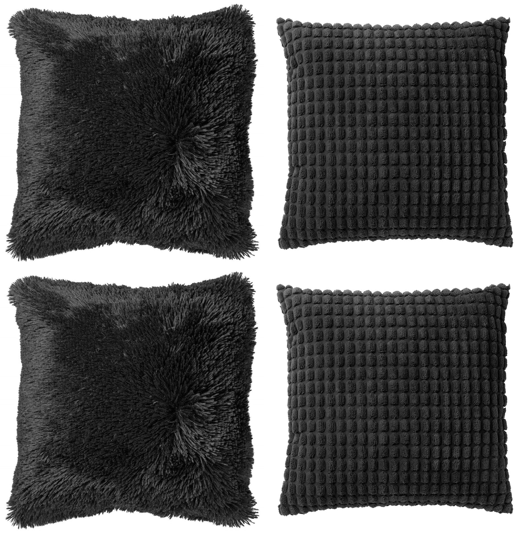 KUSSENSET - 4-delig - Cosy Favourites - 45x45 cm - inclusief binnenkussens - zwart