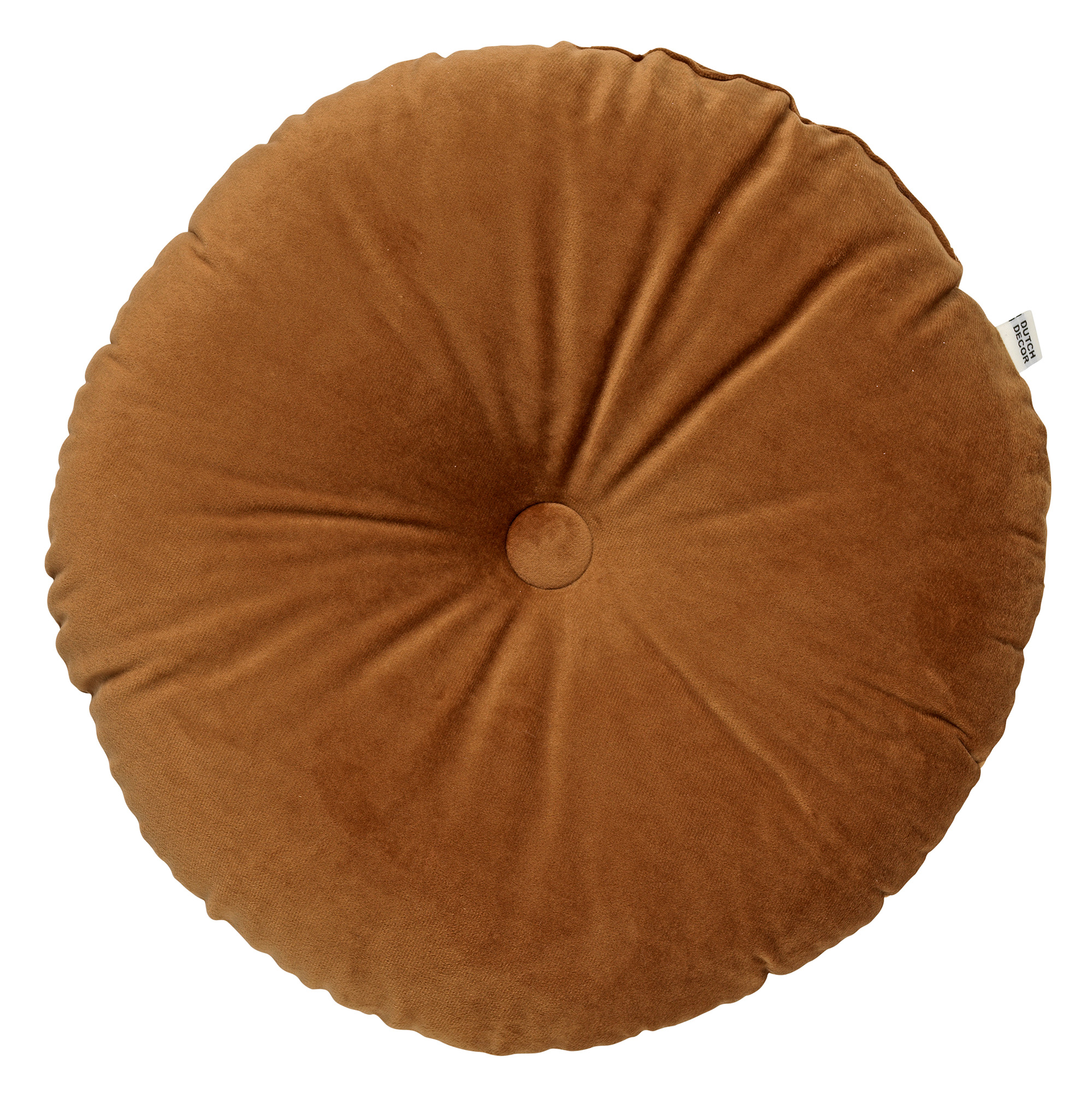 OLLY - Sierkussen rond velvet Tobacco Brown 40 cm - bruin