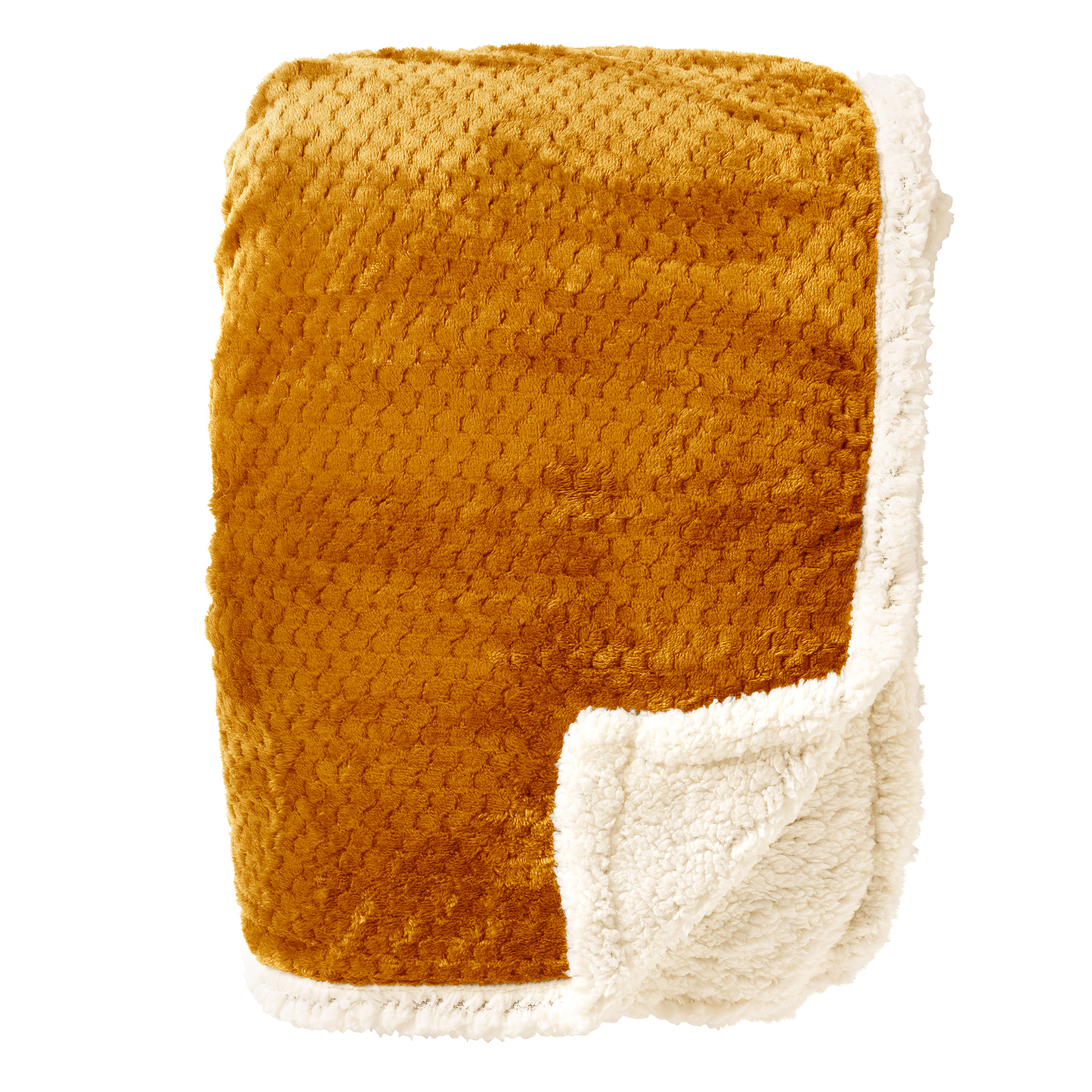CODY - Plaid 150x200 cm - fleece deken met teddy - Golden Glow  - geel