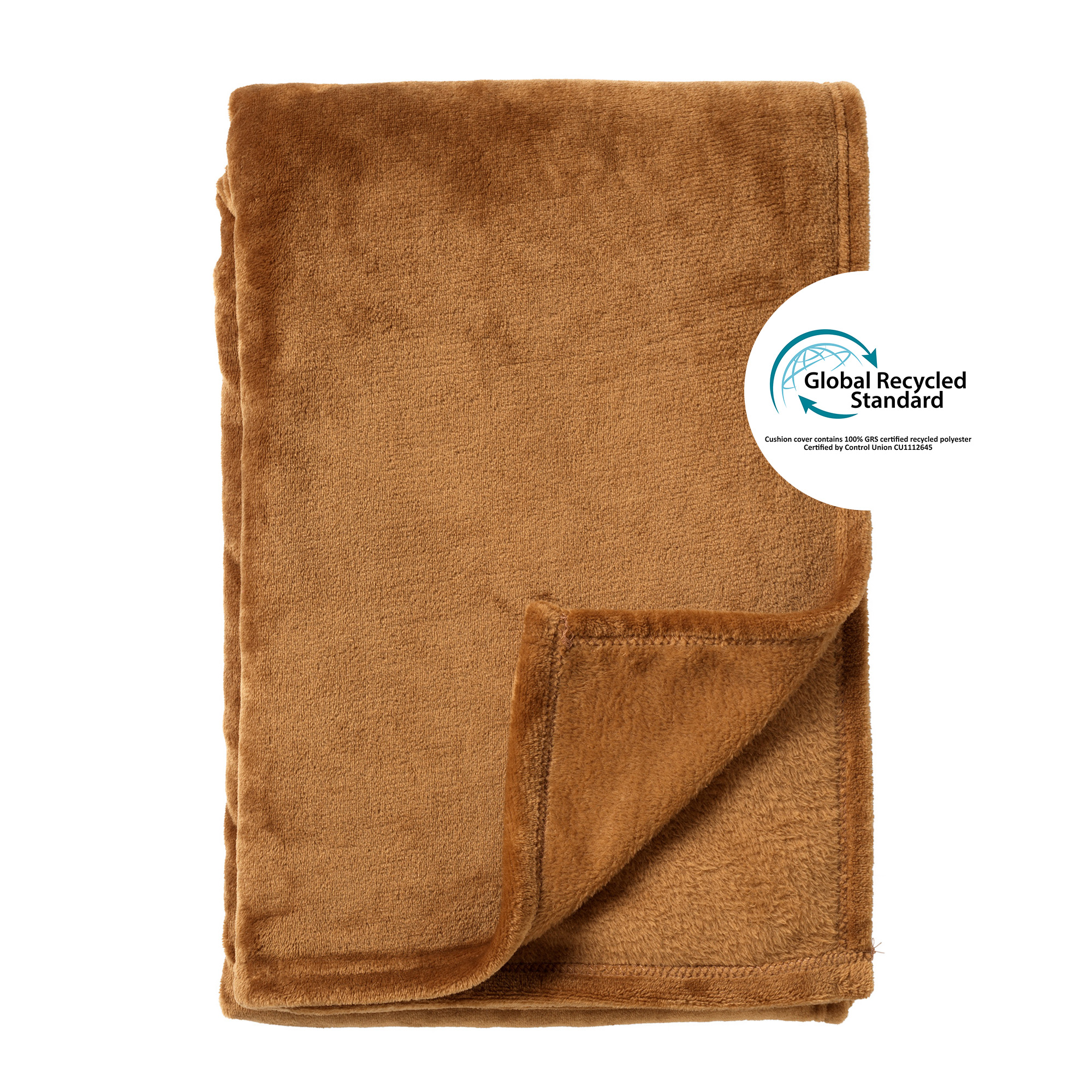 SIDNEY Plaid 140x180 cm Fleece blanket made of 100 recycled polyester super soft Eco Line collection Tobacco Brown braun
