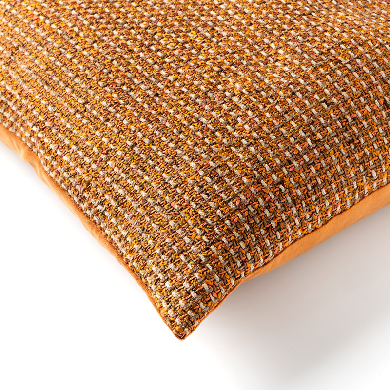 LOLA - Kussenhoes 30x50 cm - geweven look - Brown Patina - bruin