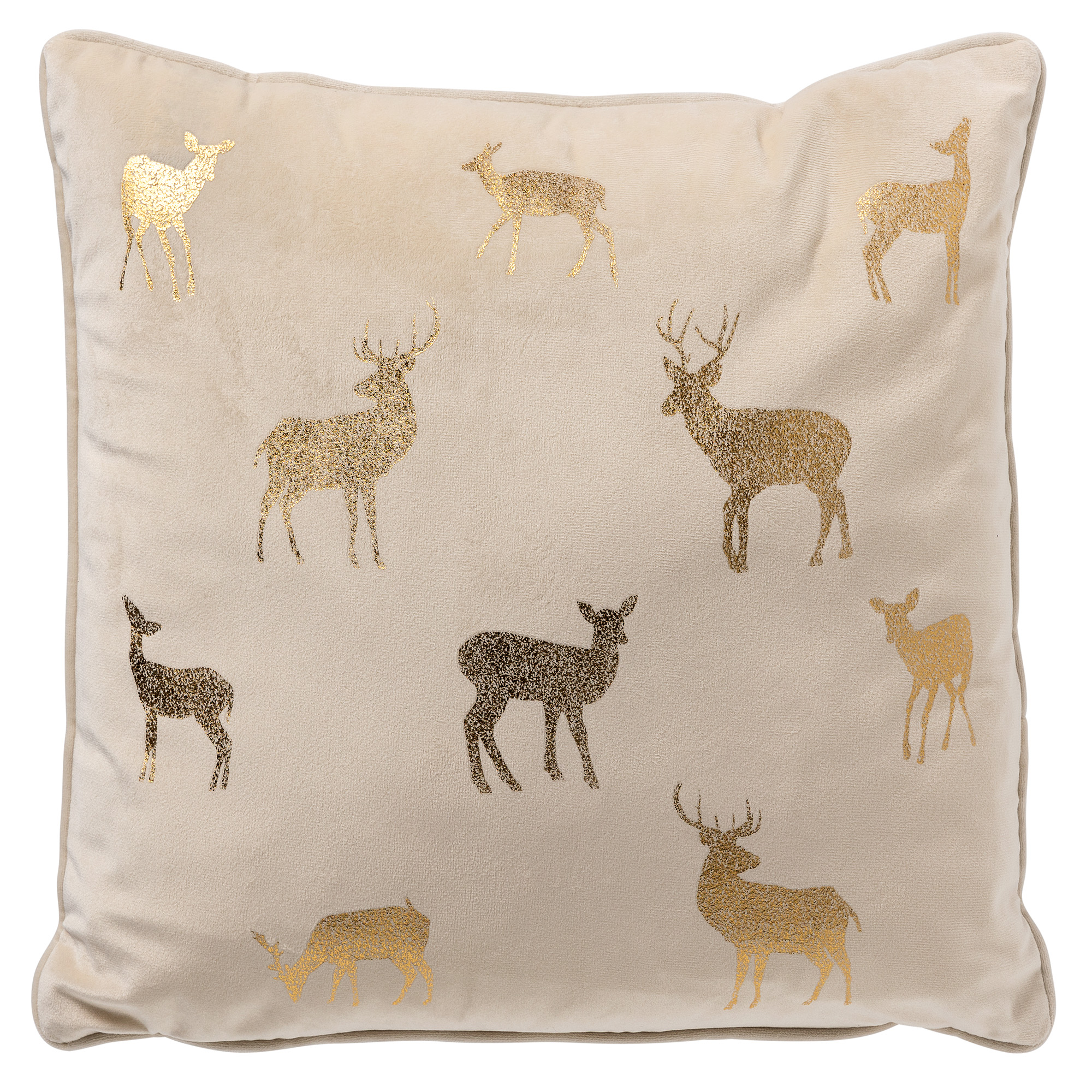 DEER - Sierkussen 45x45 cm - velvet - kerst - Whisper White - wit