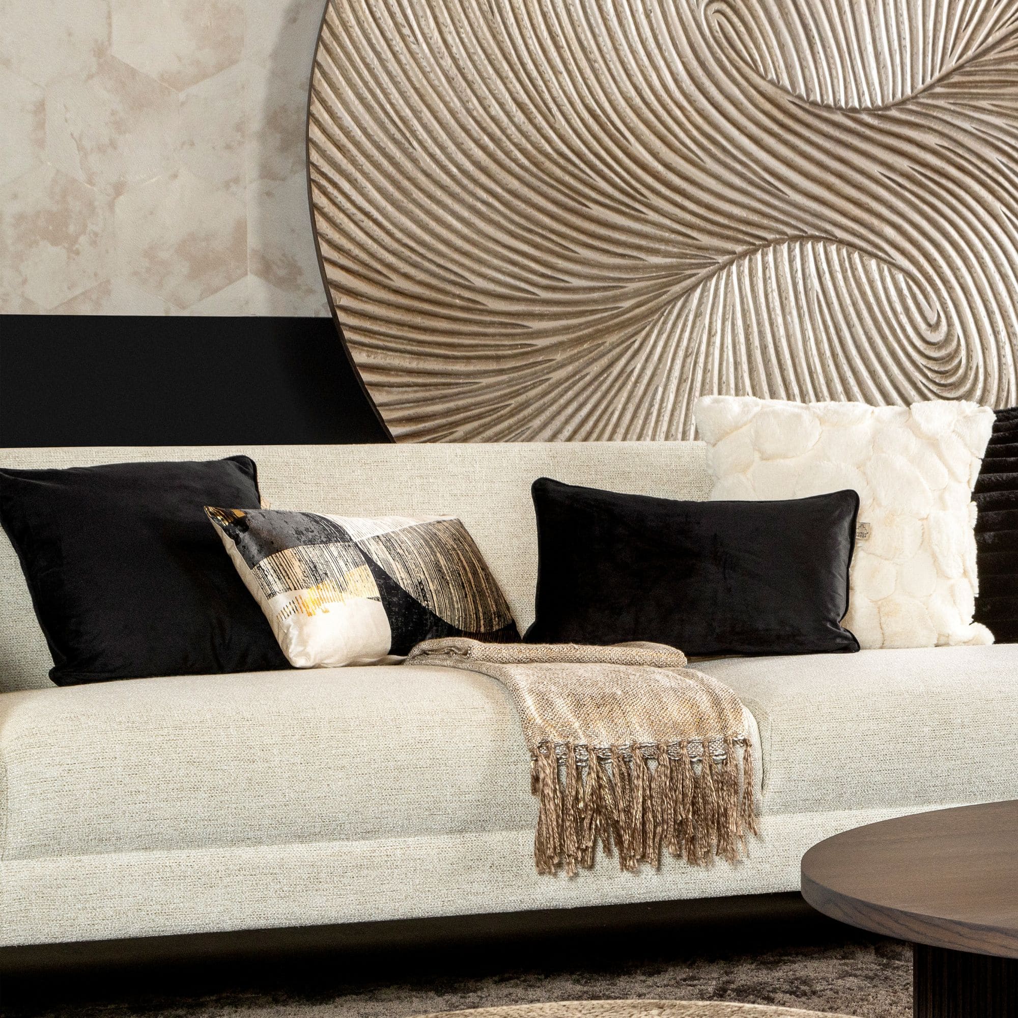 GWEN - sierkussen 30x50 cm - geometrisch - Brazillian Sand - beige