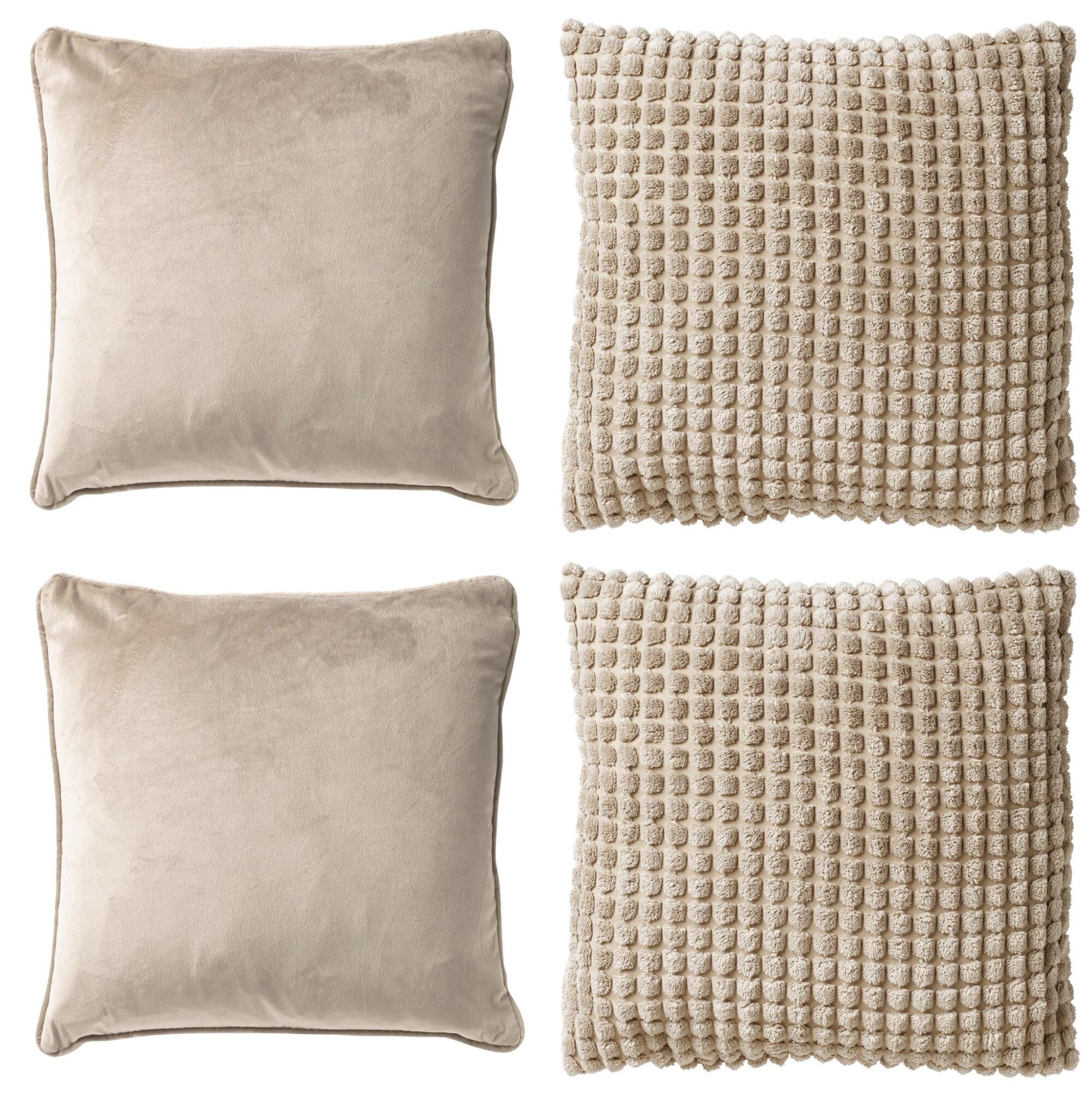 LOT DE 4 COUSSINS - 45x45 cm - Pumice Stone - Beige