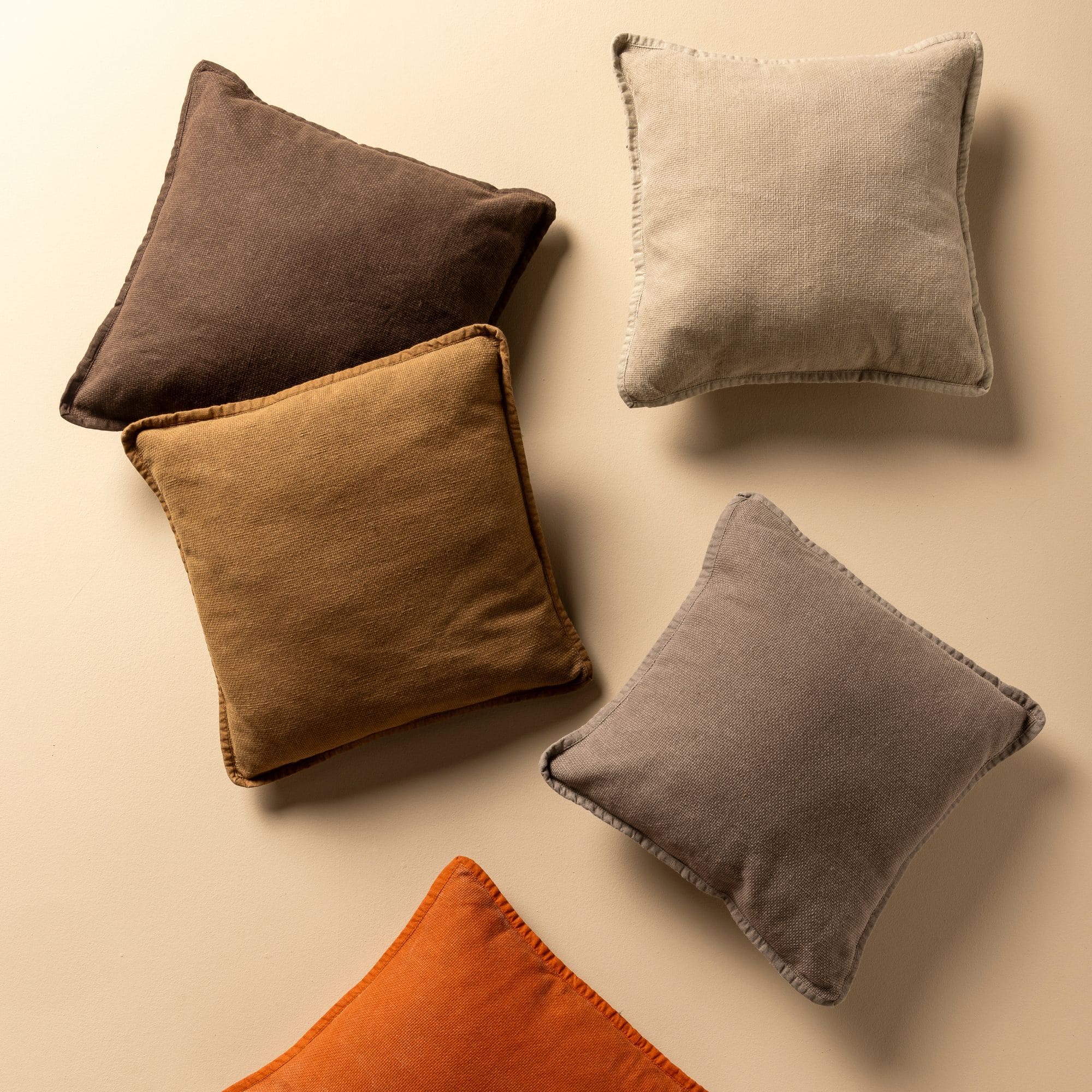 BOWIE - Cushion cover 45x45 cm - washed cotton - Tobacco Brown - brown