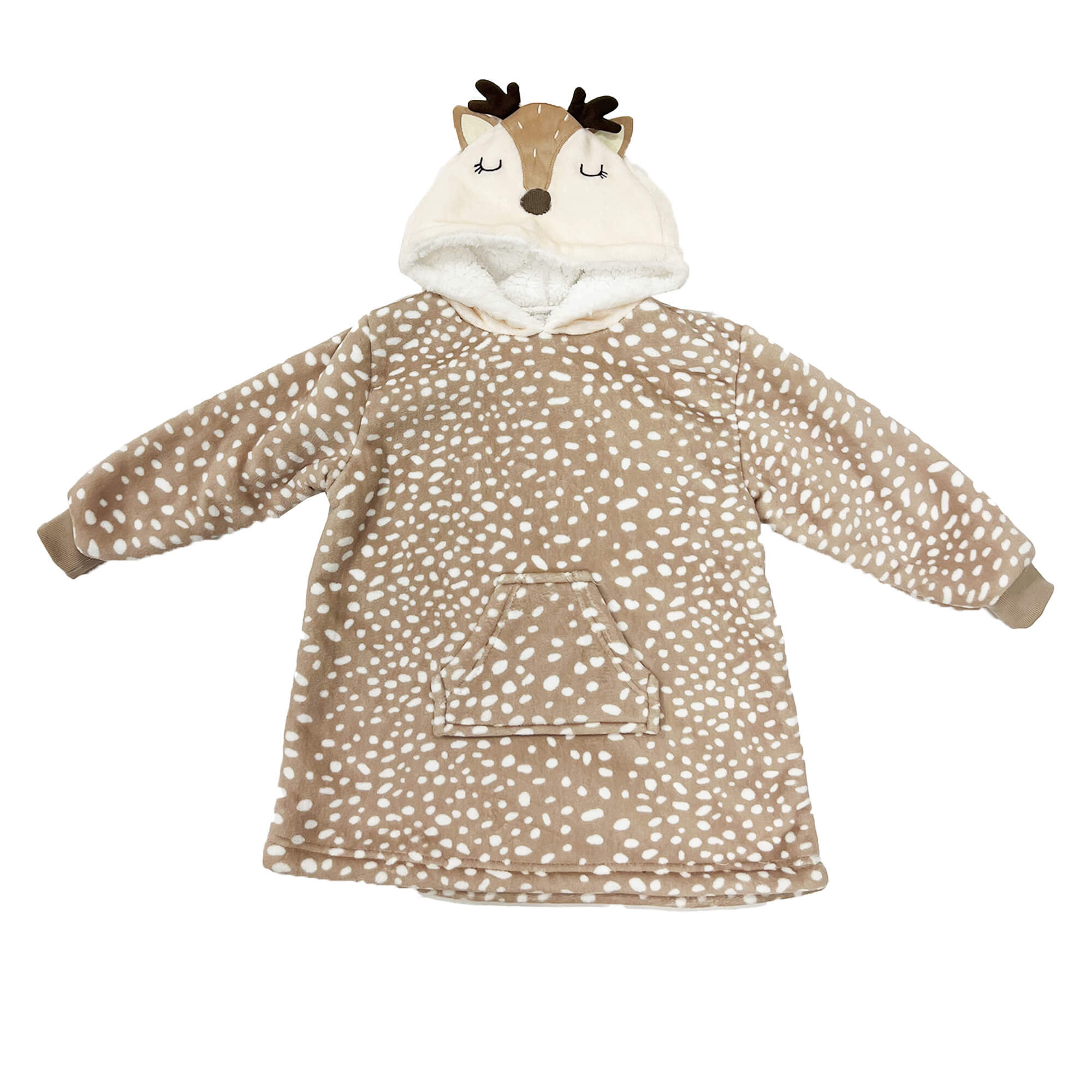 BAMBI Oversized Hoodie voor kinderen - 45x60 cm - Hoodie & deken in één - met capuchon - Hazelnut - lichtbruin 