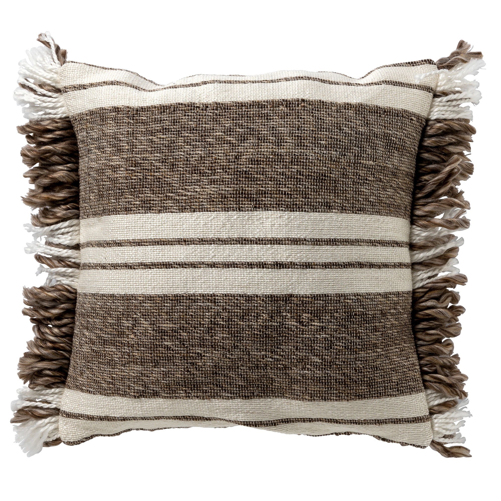 EDGAR - Kussenhoes 45x45 cm van 85% gerecycled polyester - streepdessin - Eco Line collectie - Driftwood - taupe 