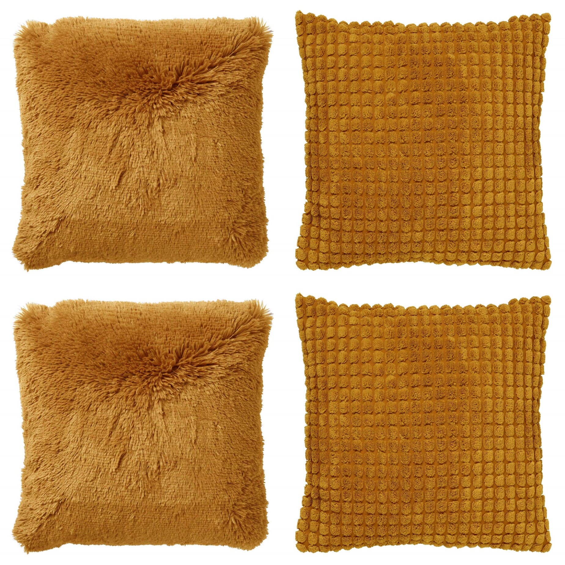 KUSSENSET - 4-delig - Cosy Favourites - 45x45 cm - inclusief binnenkussens - geel