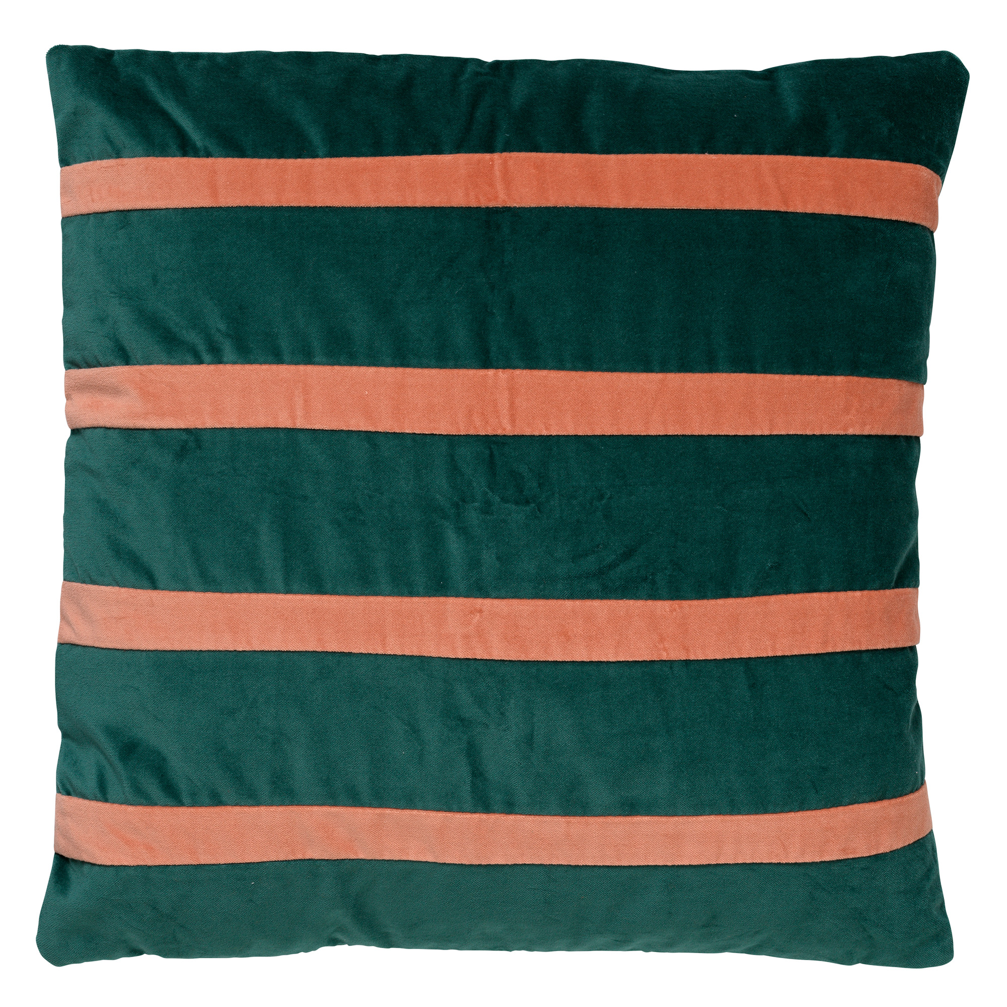 PEMM - Kussenhoes Sierkussen velvet 45x45 cm - sagebrush green - groen - roze strepen - color blocking