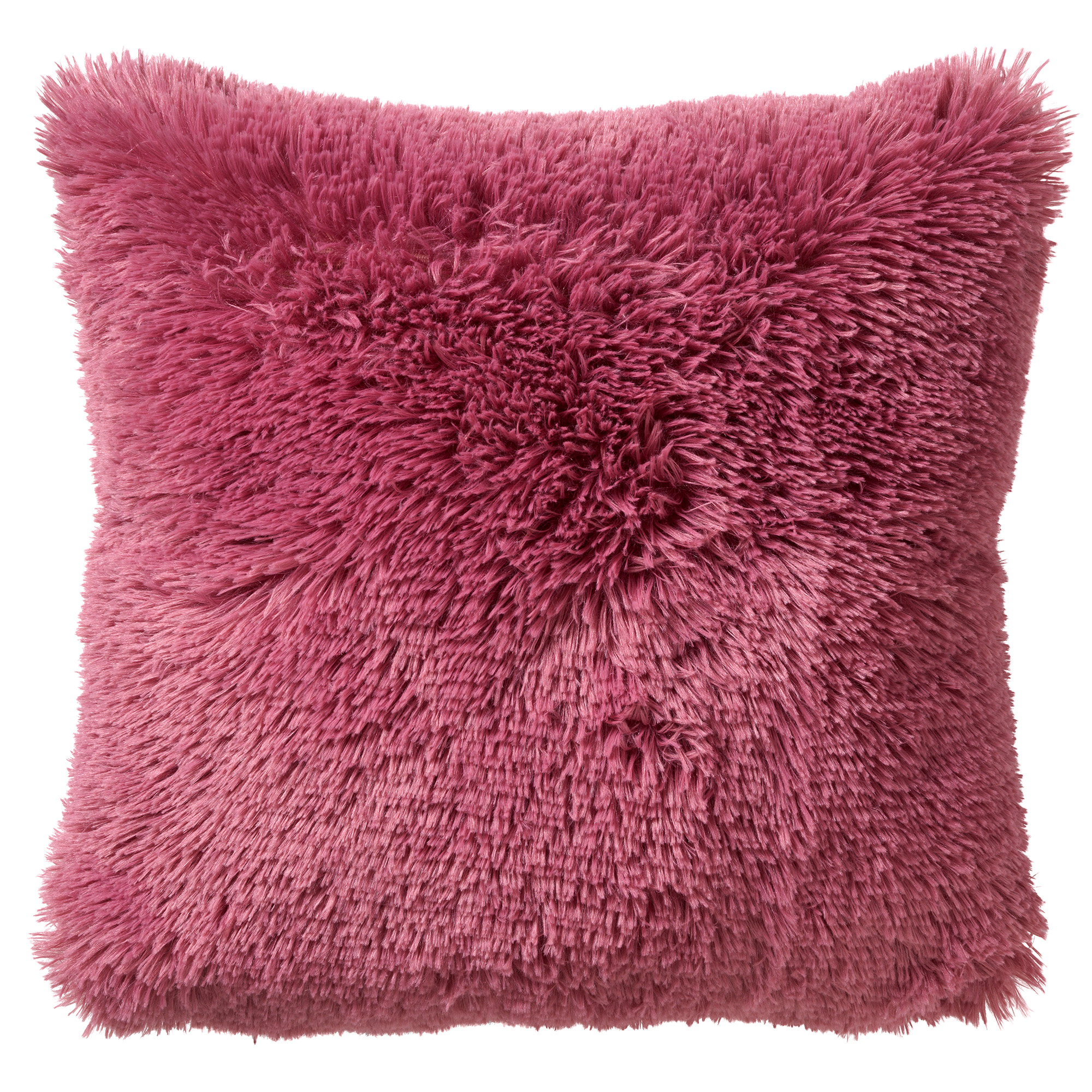 FLUFFY - Housse de coussin imitation fourrure Red Plum 60x60 cm, Coussin