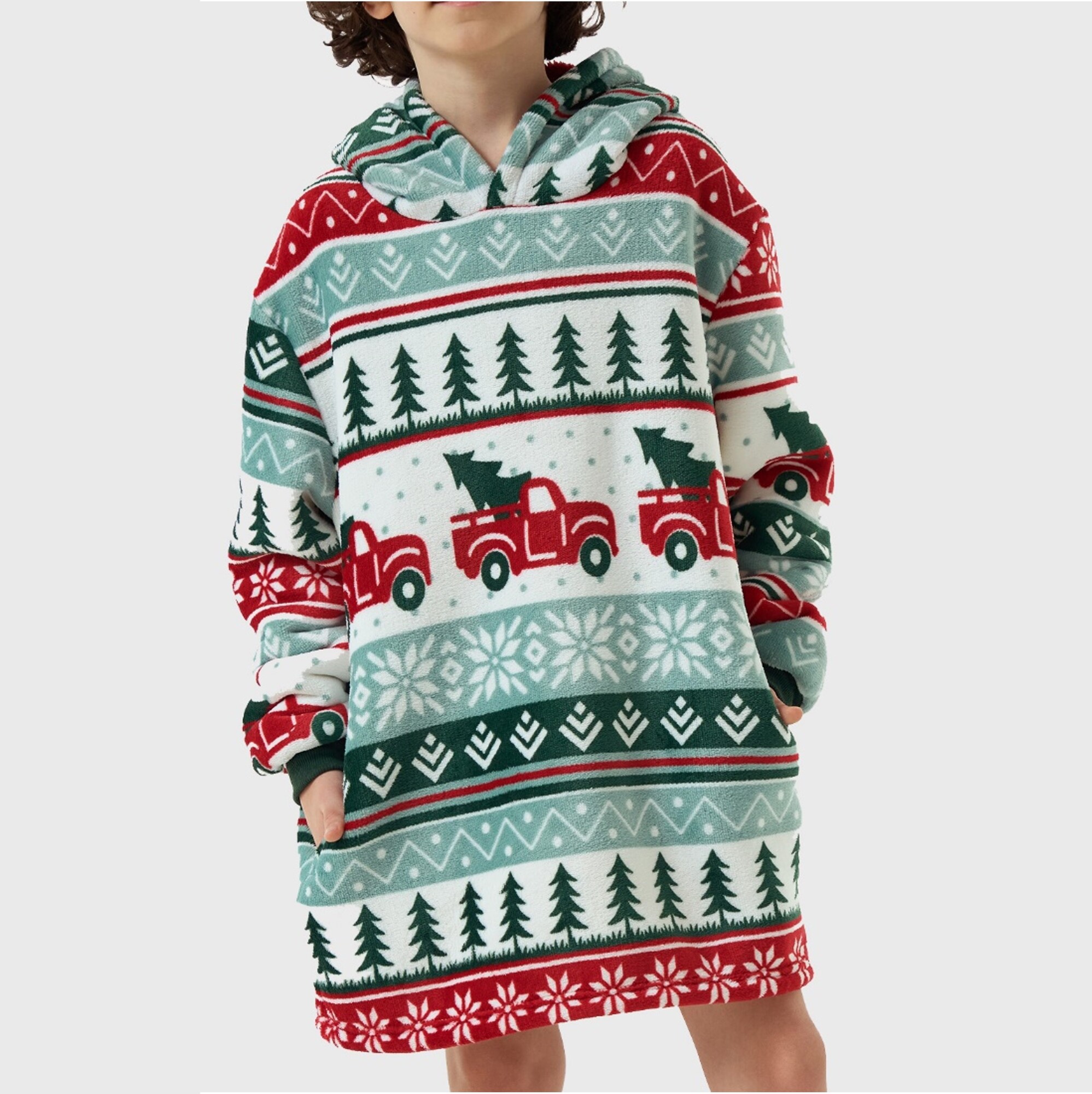 DRIVING HOME   hoodie 50x70 cm - kinderen - hoodie deken - kerst - multicolour