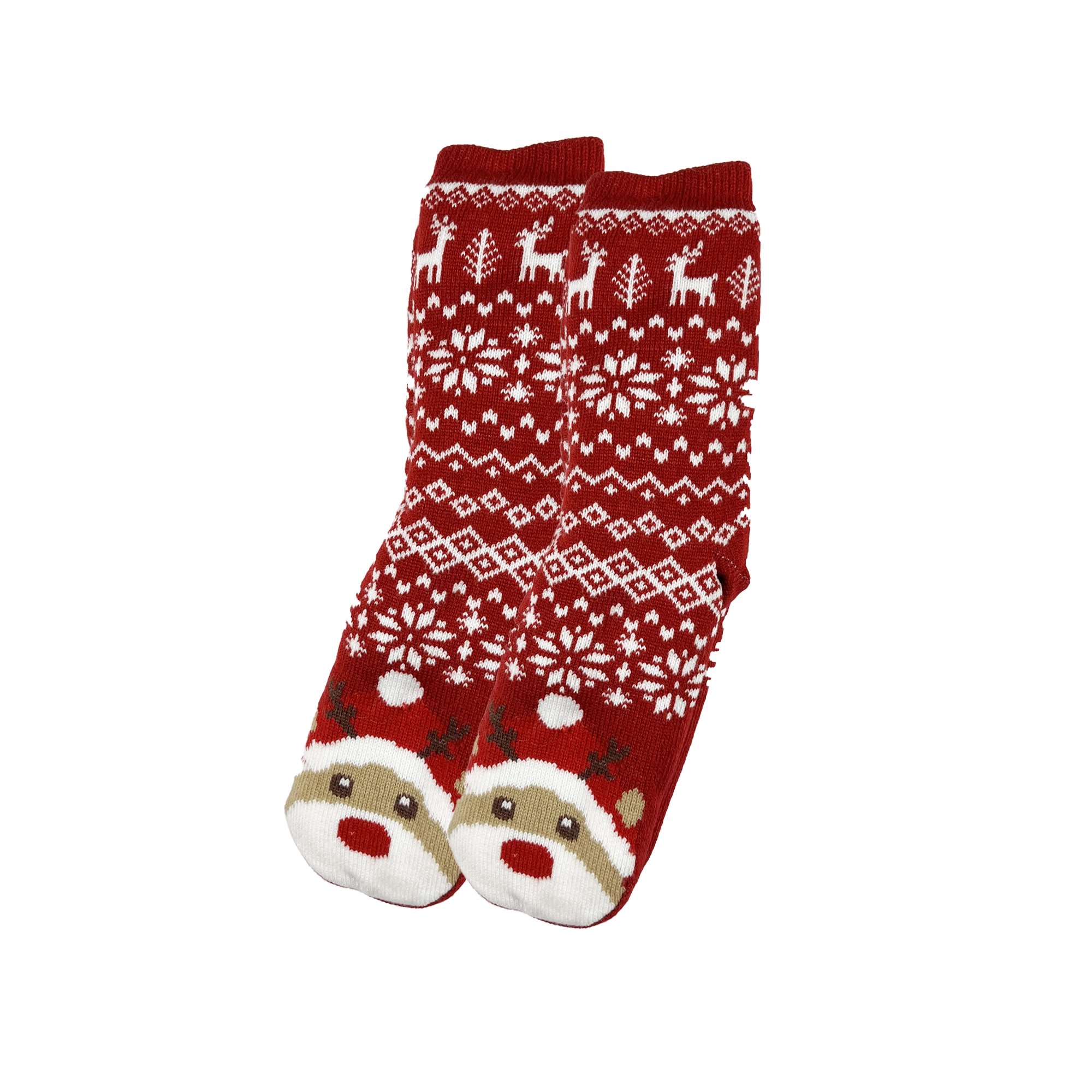 JOY - House socks - non-slip - with sherpa lining - one size - biking red – red