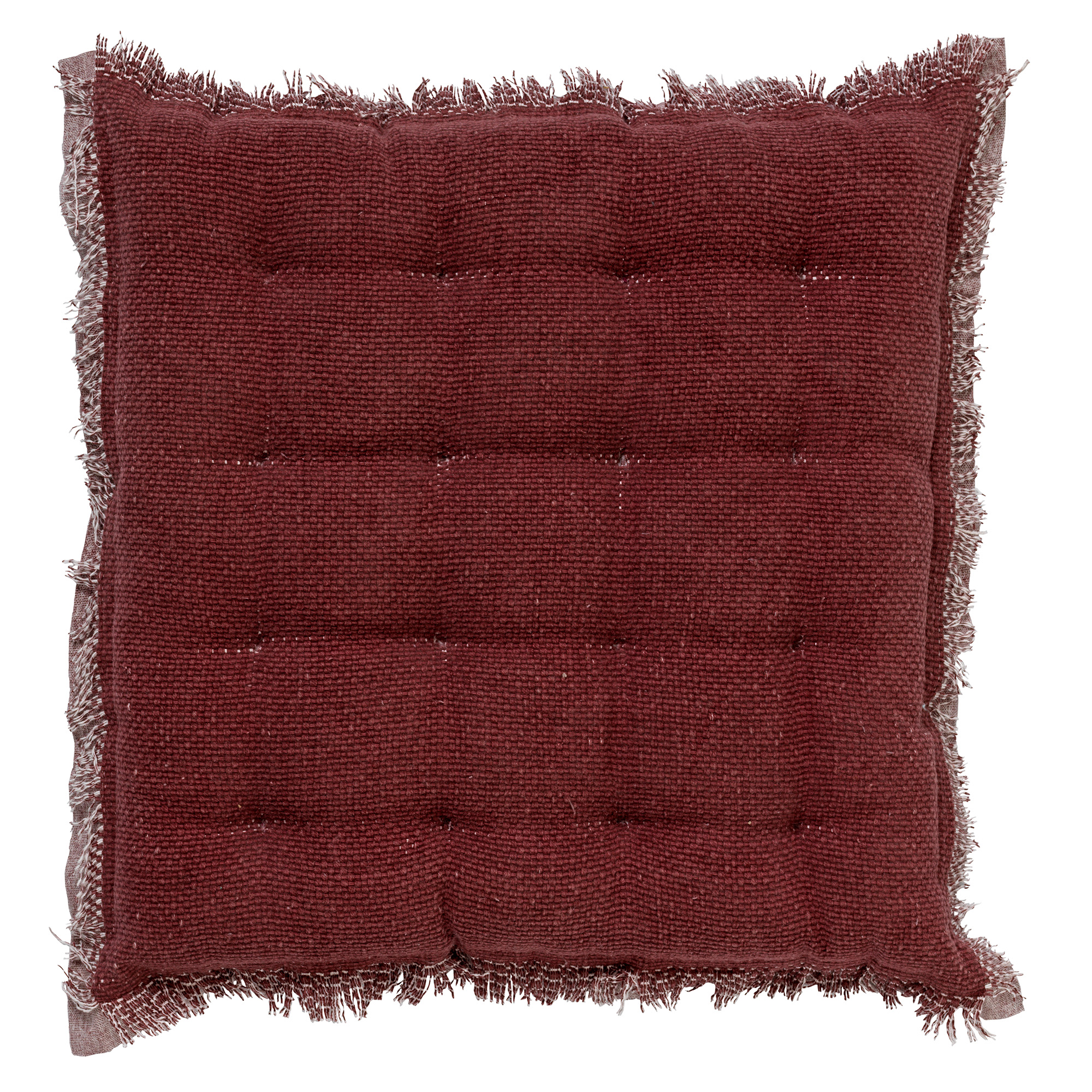 BURTO - Stoelkussen 40x40 cm - gewassen katoen - Merlot - rood