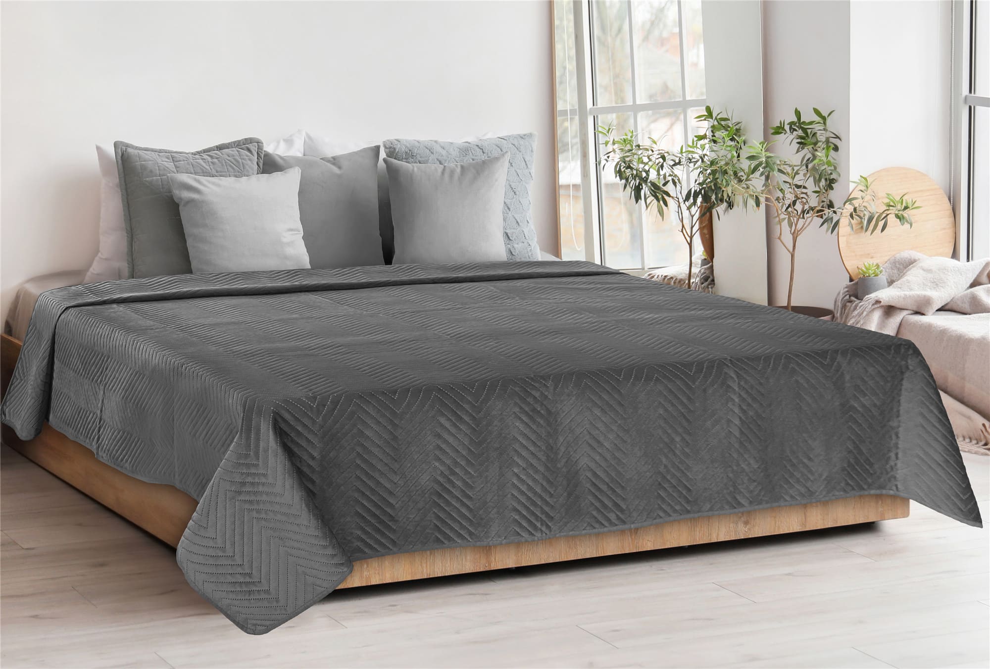 VELO - Tagesdecke 220x240 cm - Charcoal Gray - Anthrazit