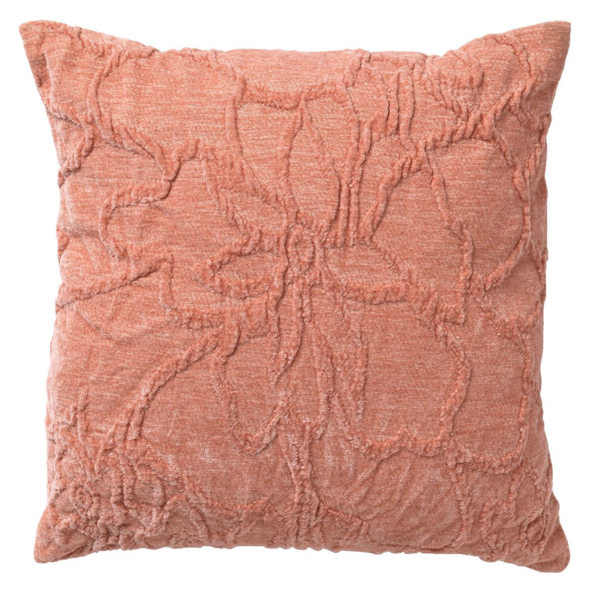 FLORA - Cushion with pattern 45x45 cm Muted Clay - pink