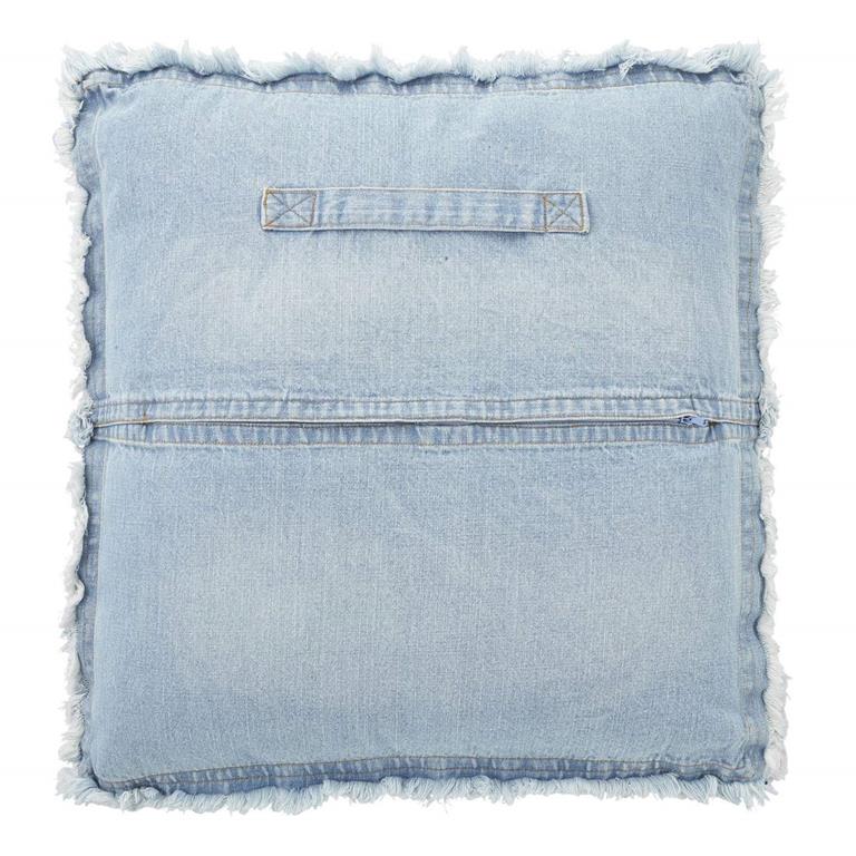 FUTON - Sierkussen met polyester vulkussen - 45x45 cm - blauw - jeans - met rits