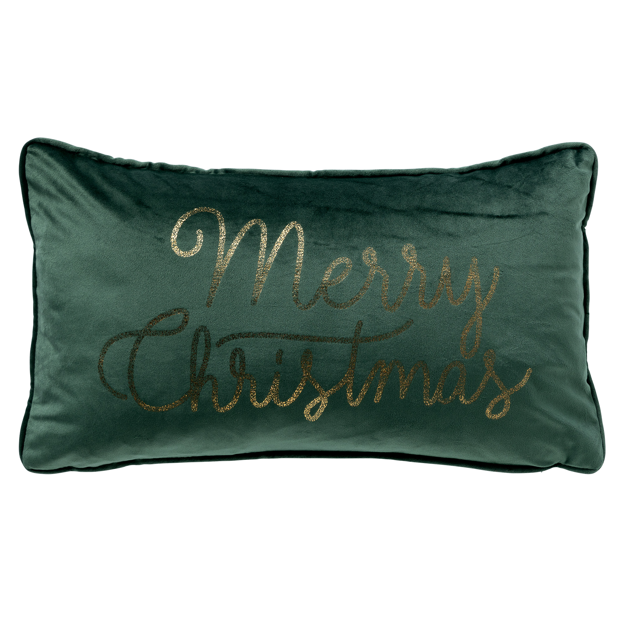 MERRY CHRISTMAS - Coussin en velours 30x50 vert - Décoration de Noël