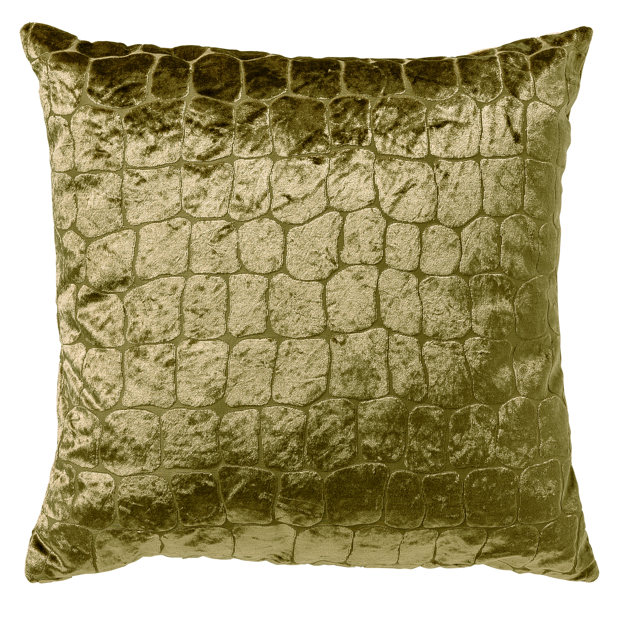 COLETTE - Sierkussen 45x45 cm - velours - luxe kroko print - Olive Branch - groen