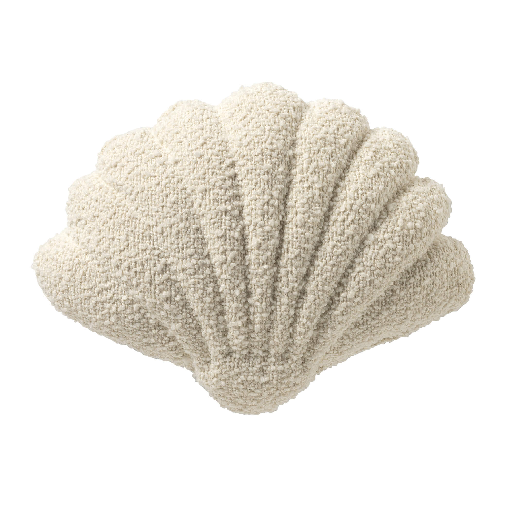 JULIE - sierkussen 34x45 cm - bouclé - schelpvorm - Snow White - wit