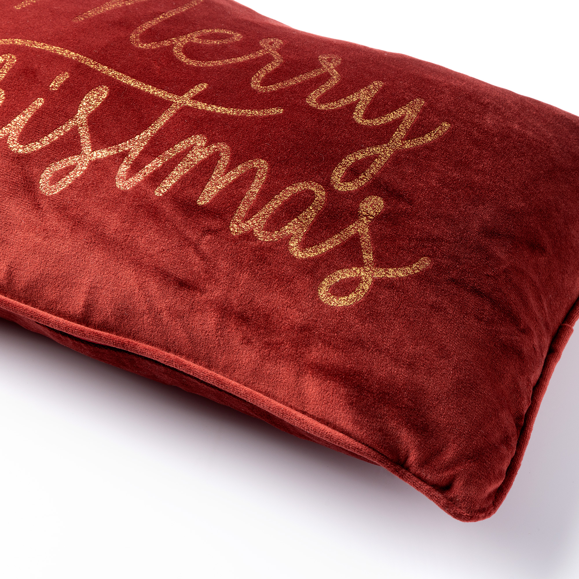MERRY CHRISTMAS Decorative pillow 30x50 cm Red Christmas decoration velvet