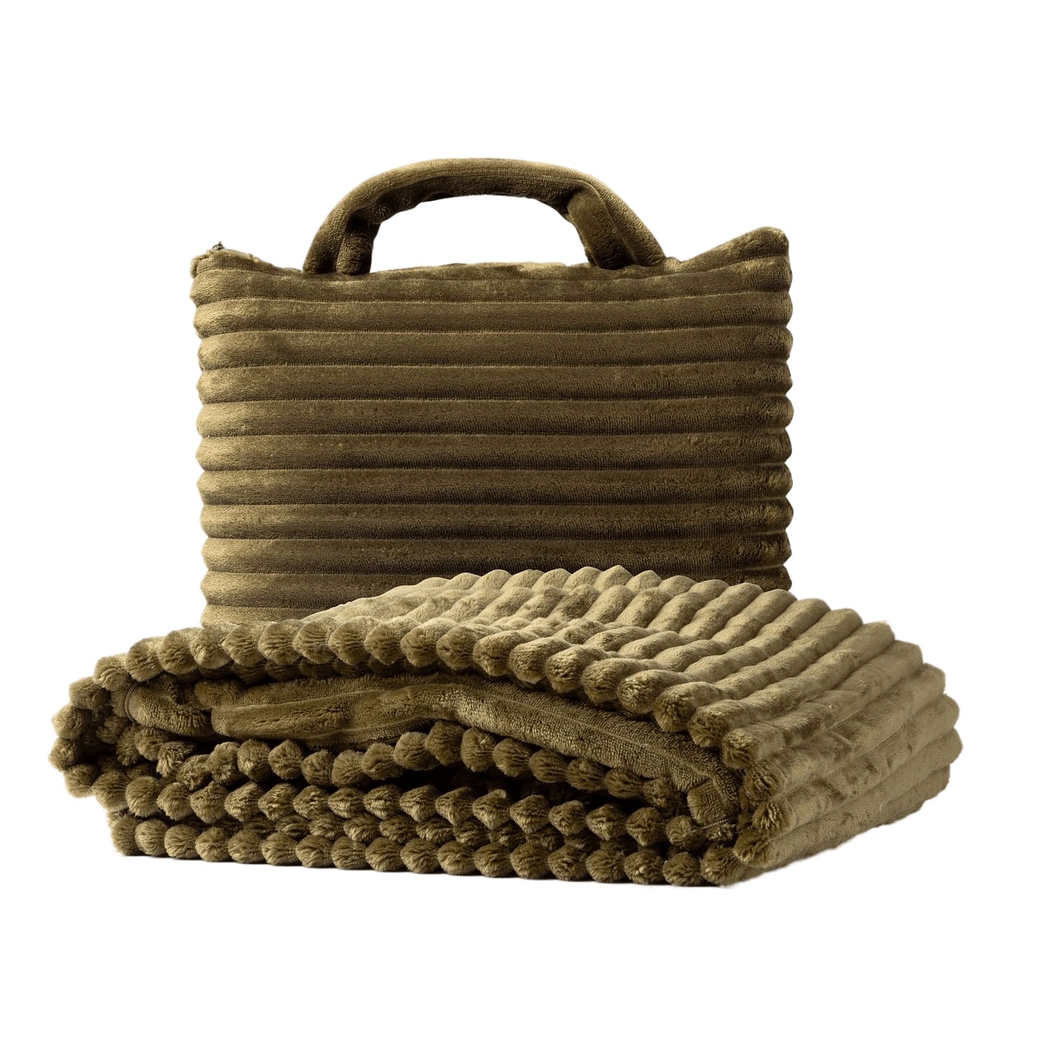 TERESA - Plaid to Go - 130x150 cm - Military Olive - Ideal für Unterwegs – faltbar in einer praktischen Tasche