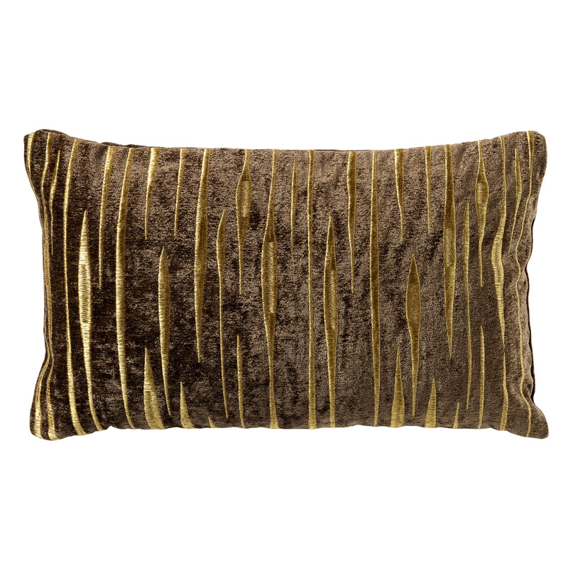 CONNOR - Sierkussen 30x50 cm - met subtiel goud accent - Shitake - bruin en goud