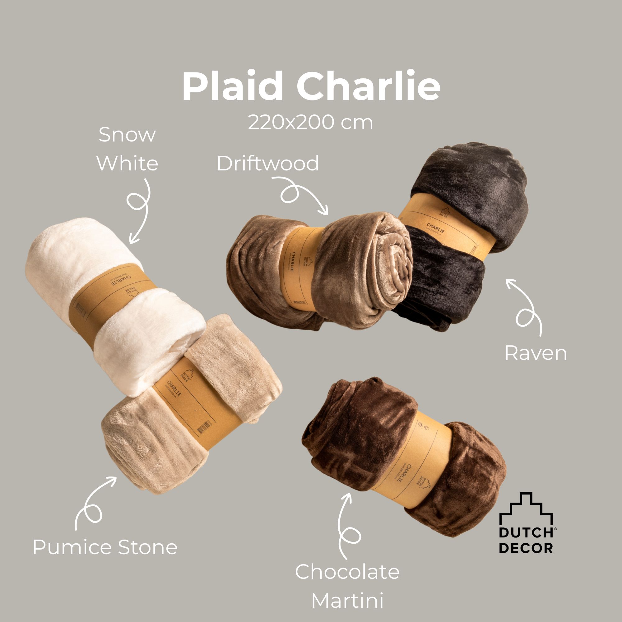 CHARLIE - plaid 200x220 cm - extra grote fleece deken - effen kleur - Raven - zwart