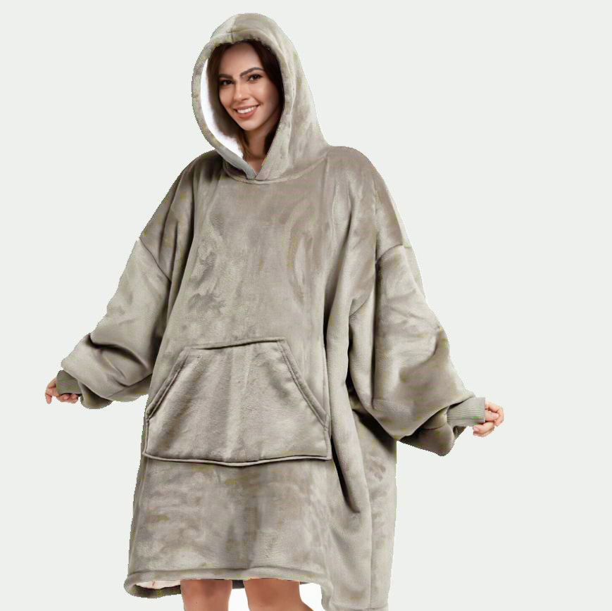 SHERRY - Hoodie plaid met mouwen 110x170 cm - Pumice Stone - beige 