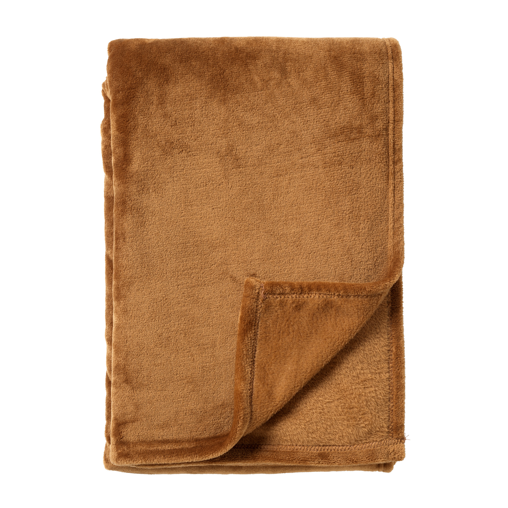 SIDNEY - Plaid Fleece deken van 100% gerecycled polyester – superzacht - 140x180 cm - Tobacco Brown- bruin
