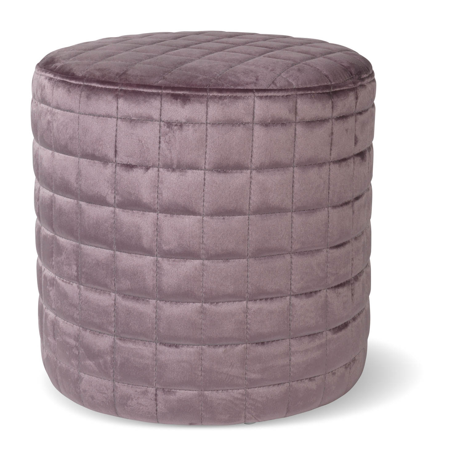 ALAIN - Poef rond 40x40 cm - violet paars - Hoogte 40 cm - velvet stof