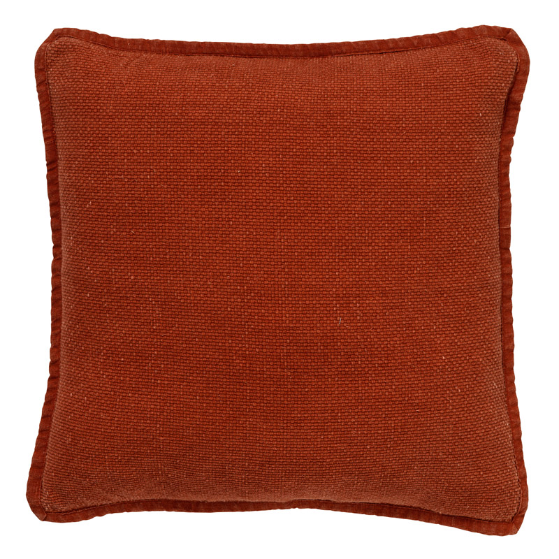 Sierkussen-45x45-cm-van-gewassen-katoen-in-effen-kleur-Potters-Clay-oranje