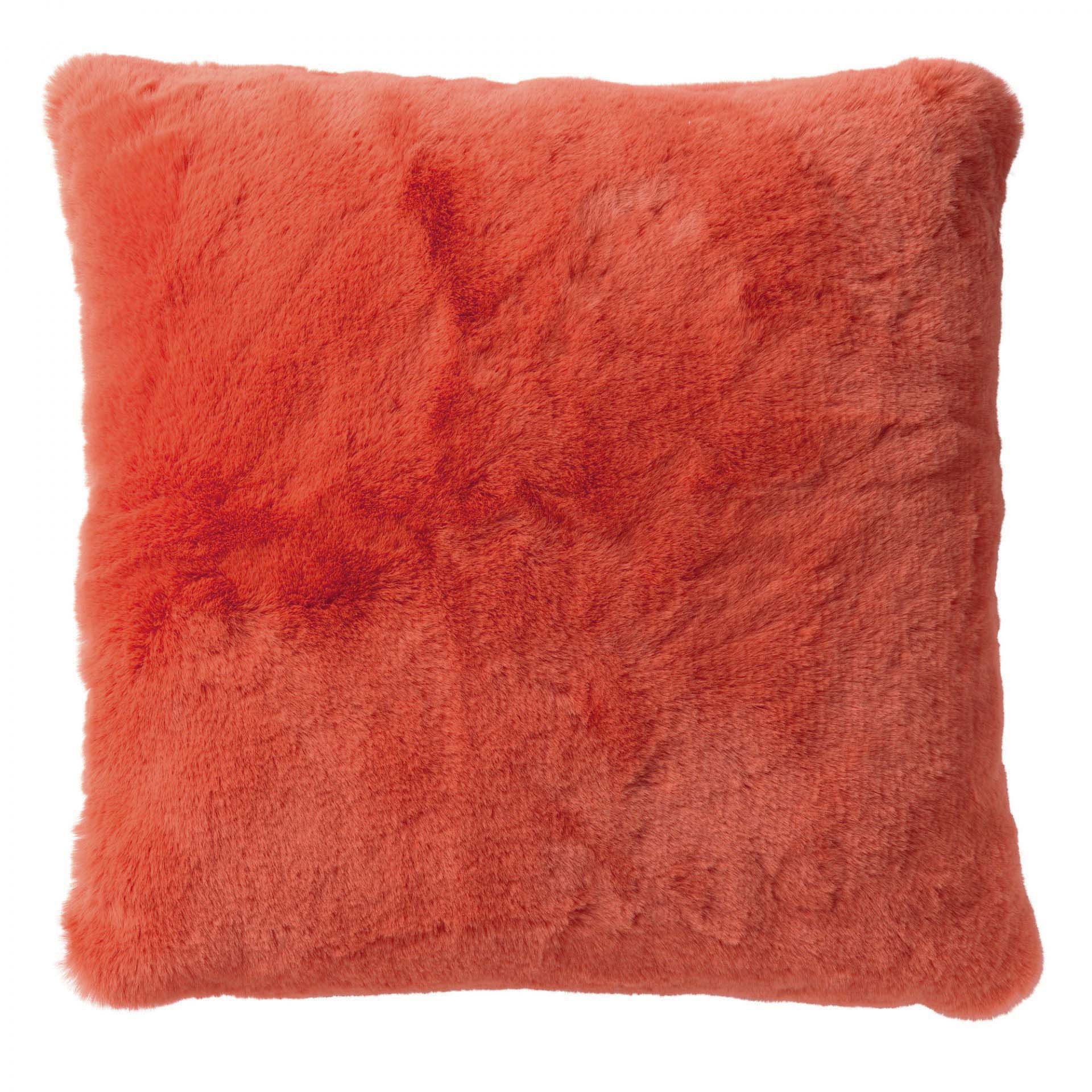 ZAYA - Sierkussen unikleur 45x45 cm - koraalroze - coral - oranje - superzacht - velvet - 