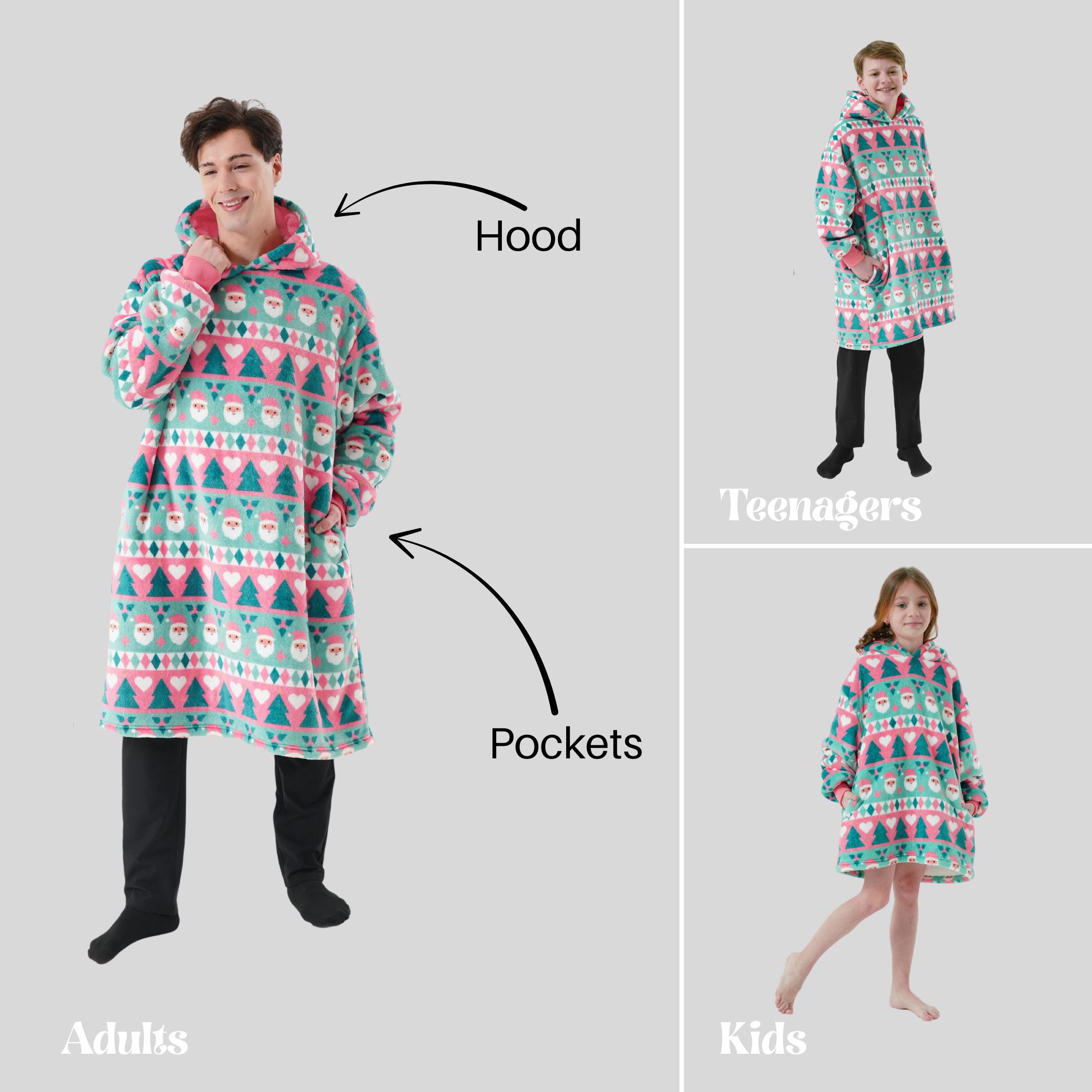 JOLLLY SANTA - Hoodie 70x110 cm - Erwachsene - Weihnachten - Geranium Pink - Rosa JOLLLY SANTA - Hoodie 70x110 cm - Erwachsene - Weihnachten - Geranium Pink - Rosa